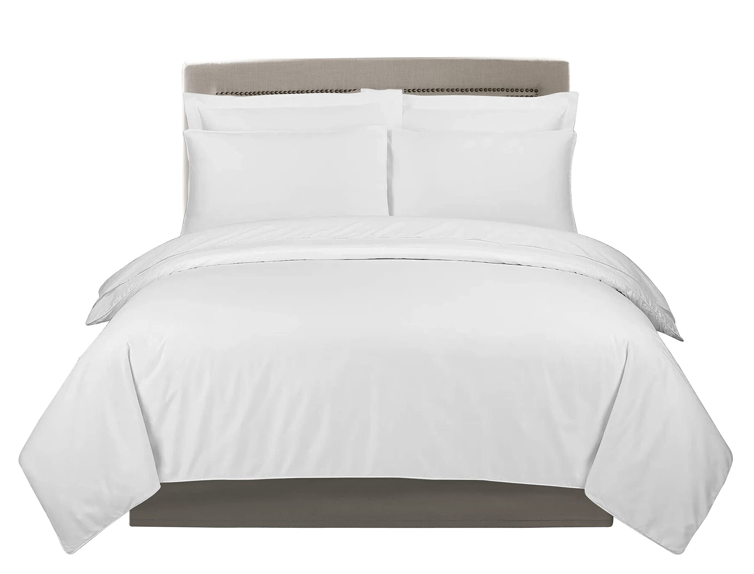 Hotel Linen Klub King Duvet Cover 3pc, 100% Cotton 280TC Sateen Solid Dyed (245x265cm | King, White)