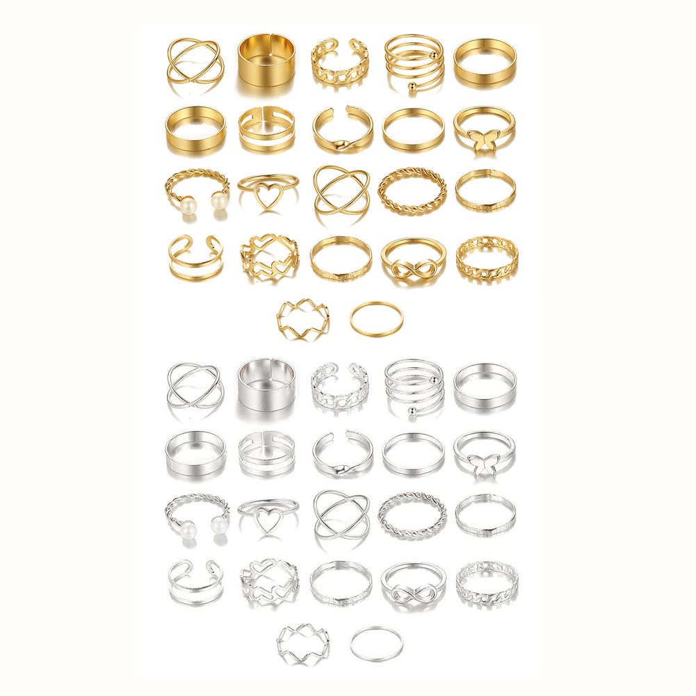 Shining Diva Fashion44 pcs Combo Gold and Silver Plated Rings for Women and Girls (cmb300)