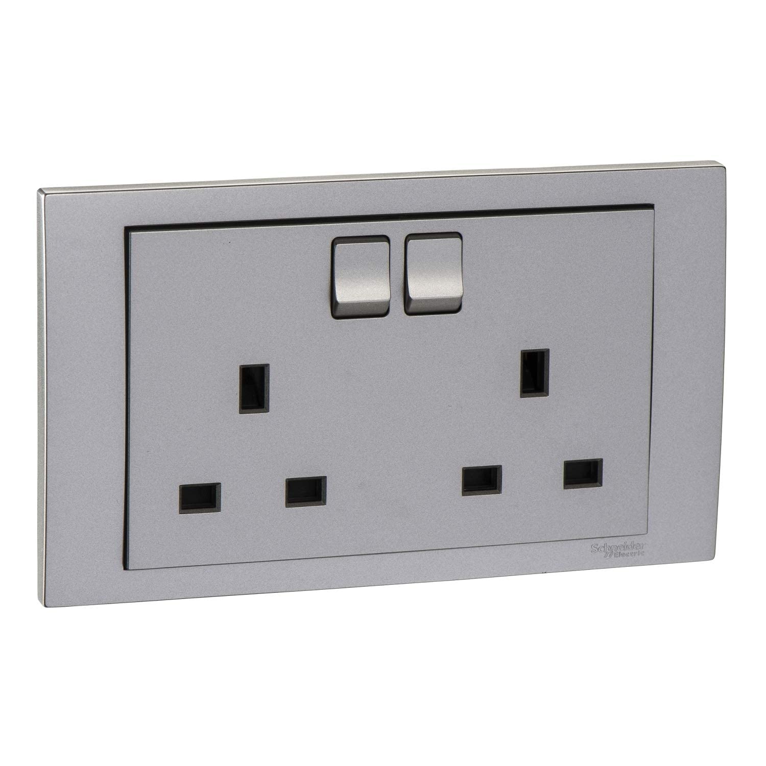 Schneider Electric Vivace, 2 Gang, Socket, 13A 250V, Aluminium Silver, KB25_AS