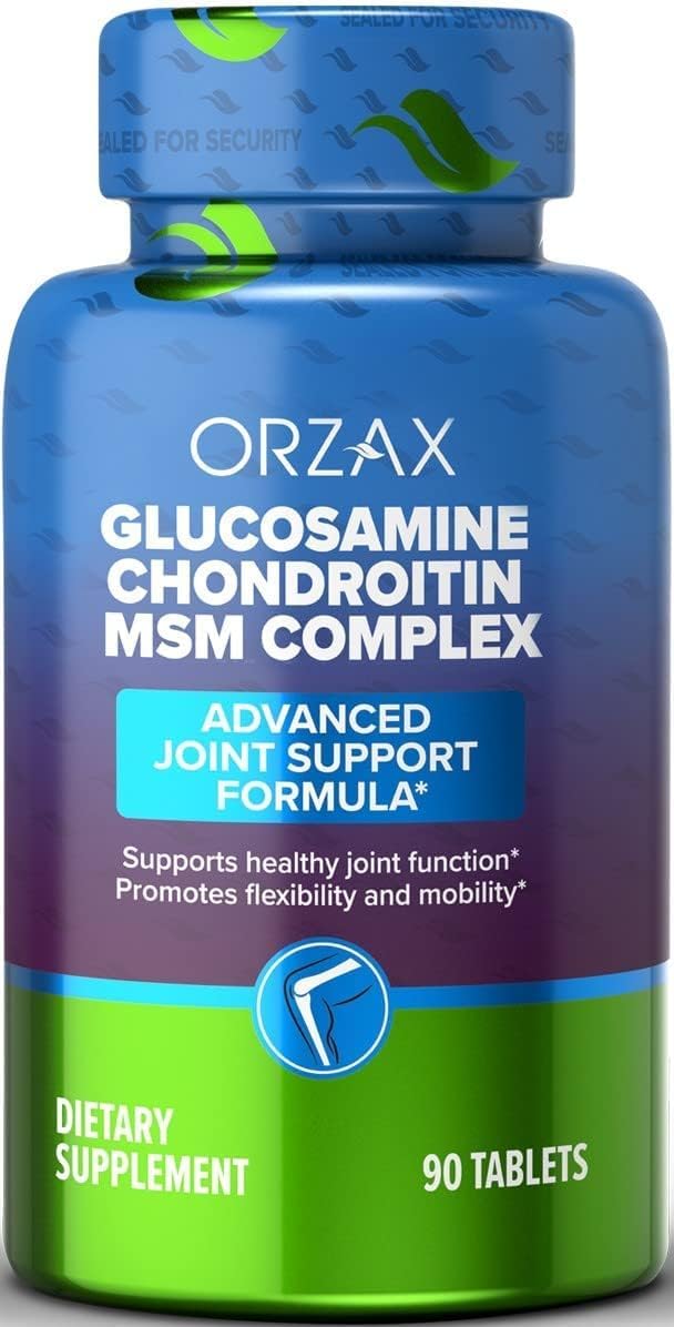 ORZAXAll-in-one Joint Support Supplement with Glucosamine Chondroitin MSM - Turmeric, Collagen, Bromelain & Boswellia Extract Capsules, Function & Comfort - 90 Tablets