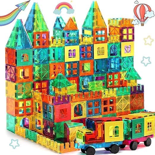 Heattack Falitic 100 PCS Advanced Set with 2 Cars Magnetic Tiles Building Blocks for Kids, STEM Approved Educational Toys,3D Magnet Puzzles Stacking Blocks for Boys Girls,