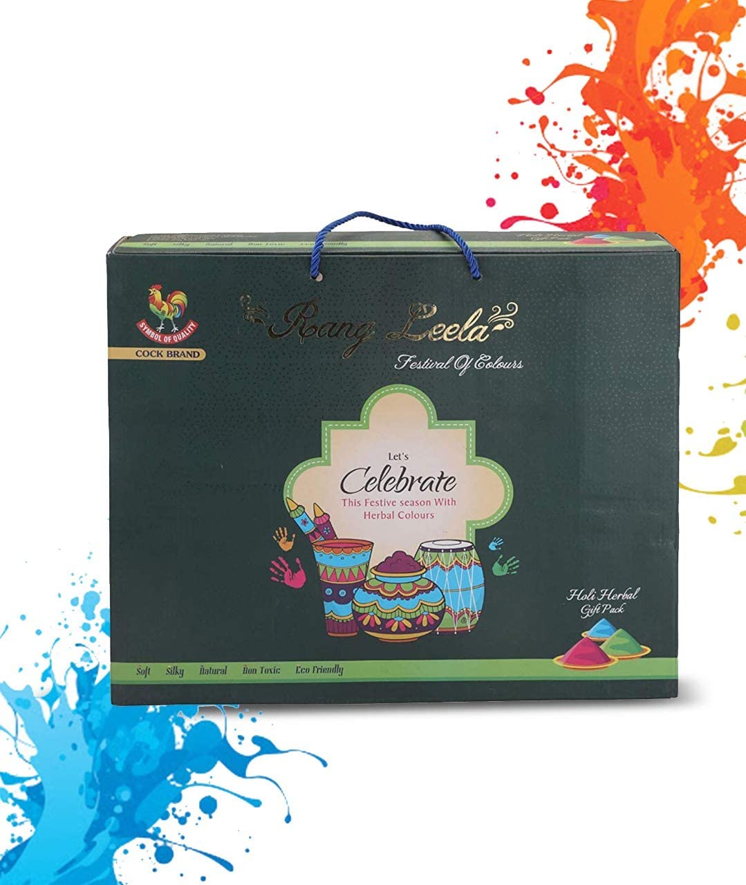 Rang Leela Holi Kit Gulal Set - Gift Pack | 100% Natural and Herbal Gulal | Organic Coloured Powder | Non-Toxic and Skin-Friendly Holi Gulal | Holi Celebration