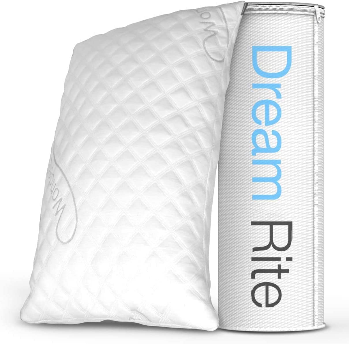 WonderSleep Dream Rite Shredded Memory Foam Pillow Series Luxury Adjustable Loft Home Pillow Hotel Collection Grade Washable Removable Cooling Bamboo Derived Rayon Cover- Queen 1 Pack- White