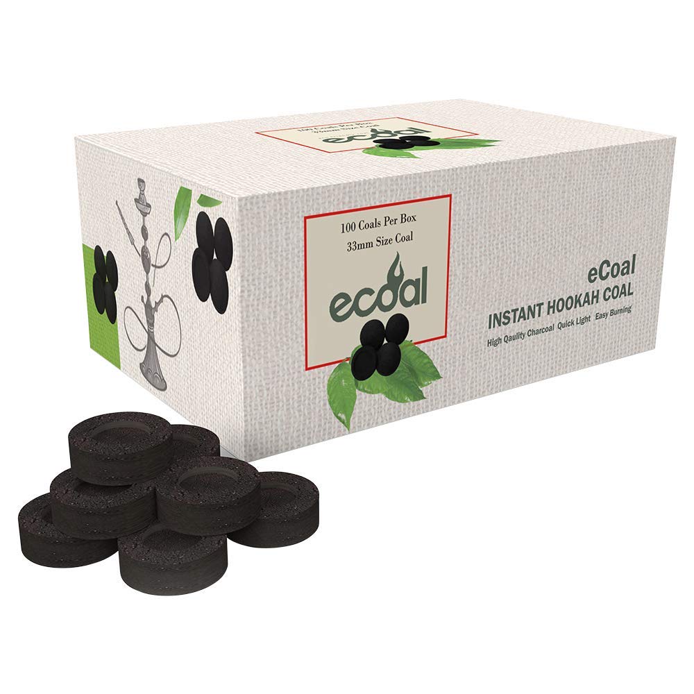 Premium Instant Hookah Coal –100 Coals Per Box,10 Rolls of 10 Round Tablets - Size 33MM Round Charcoal Briquettes - Fast Burning, Long Lasting