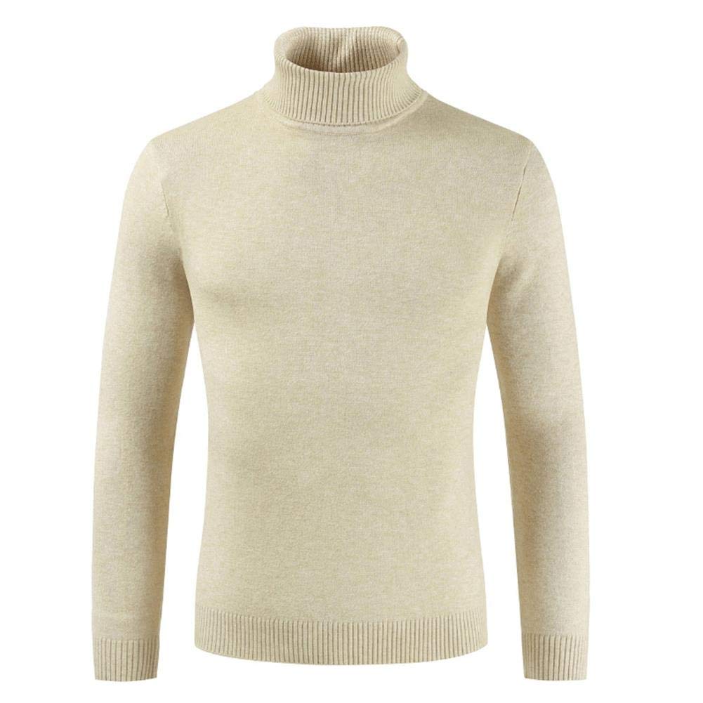 Sunshey Mens Roll Neck Knitted Jumper Polo Neck Long Sleeve Tops