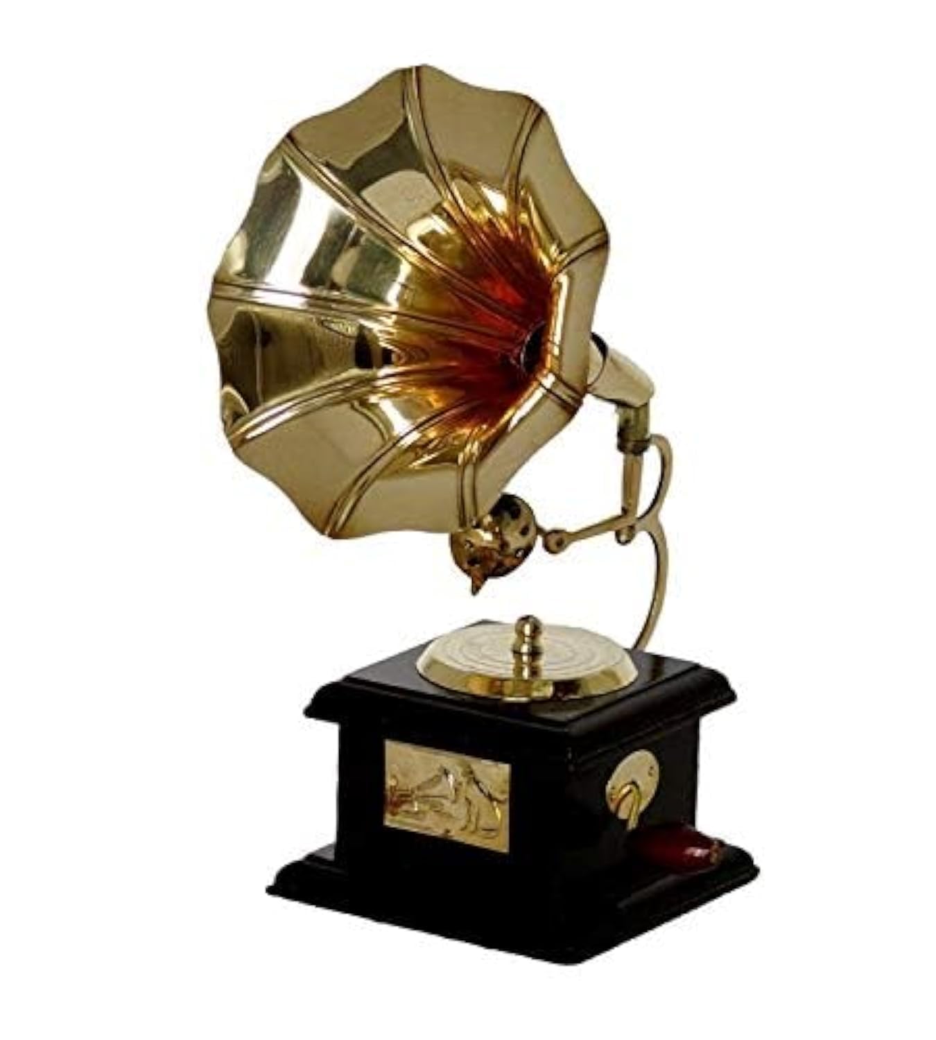 CIRCADIAN Antique Brass Decorative Miniature Dummy Vintage Musical Gramophone (Brown, Medium) (10 cm x 10 cm x 23.75 cm) for Home, Office, Living Room