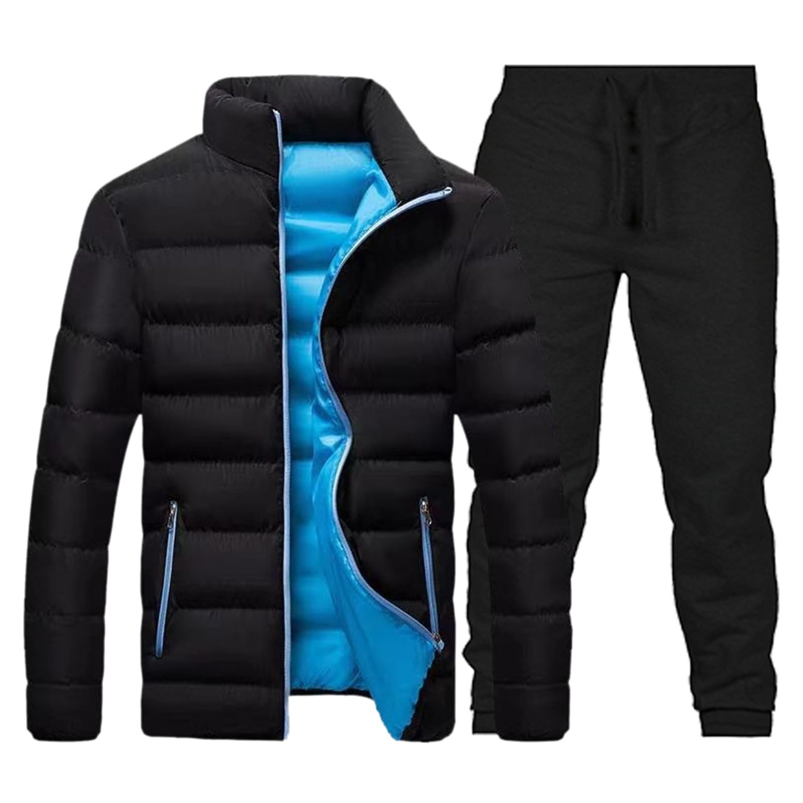 GenericFleece Lined Sweatshirt Mens Long Sleeve Running Top Matching Shorts Top Men High Visibility Tracksuit Motorbike Trousers Mens Mens Underlayer Leggings Mens Thermal Walking Trousers