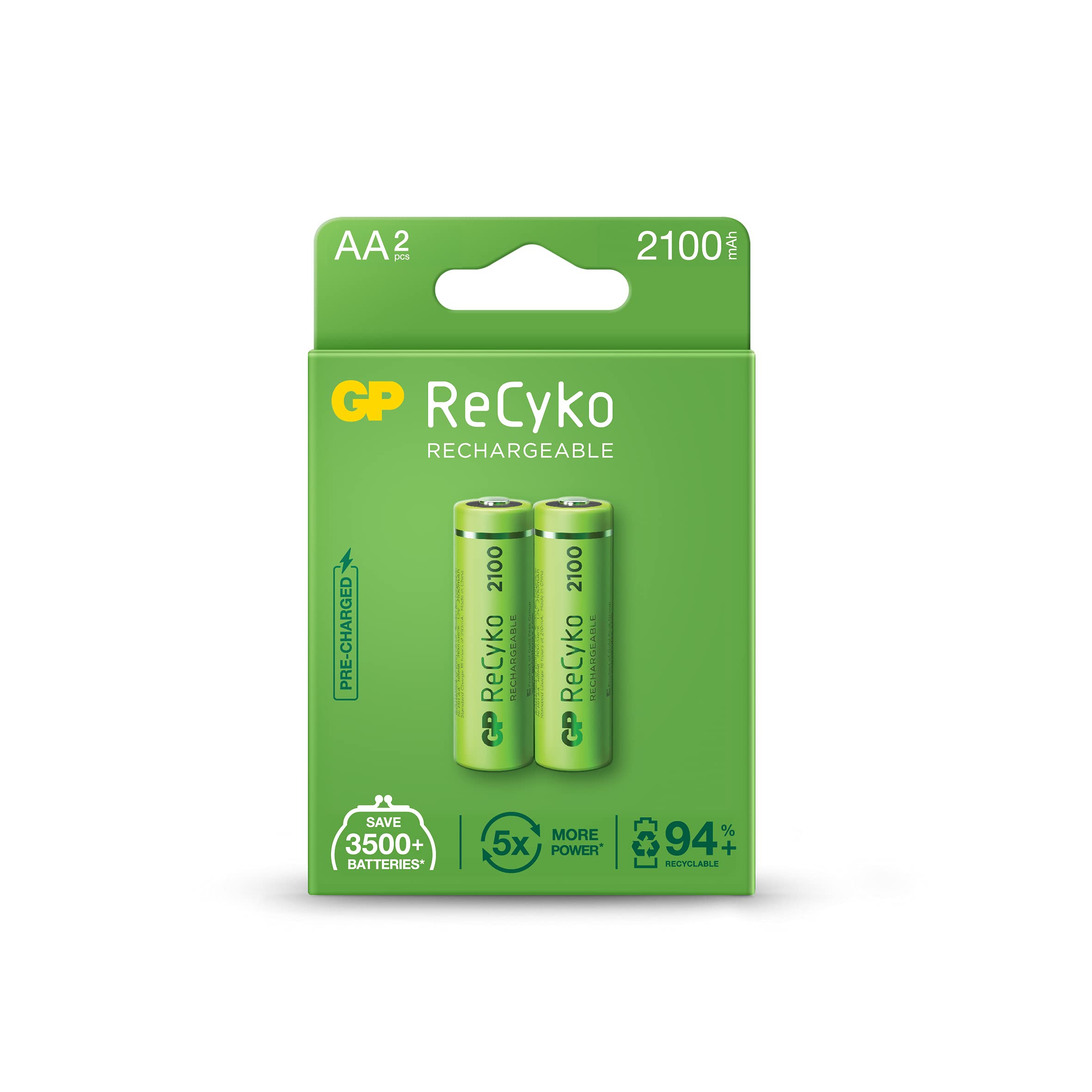 GP Batteries ReCyko+ AA - rechargeable batteries (Nickel Metal Hydride, Universal, AA, Multicolour, Blister)