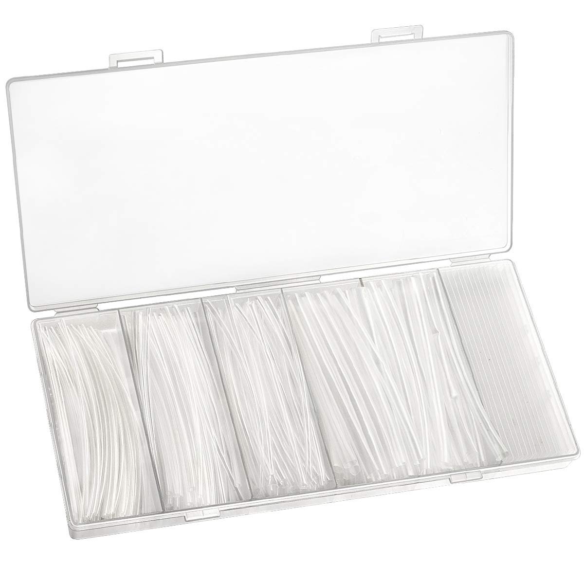 200pcs Heat Shrink Tubing, Sopoby Heat Shrink Wire Wrap Cable Sleeve Tubing Sets Assorted Size Clear 100mm 6 Size Ï†1. 5/2. 5/3/5/6/10mm With Case(White)