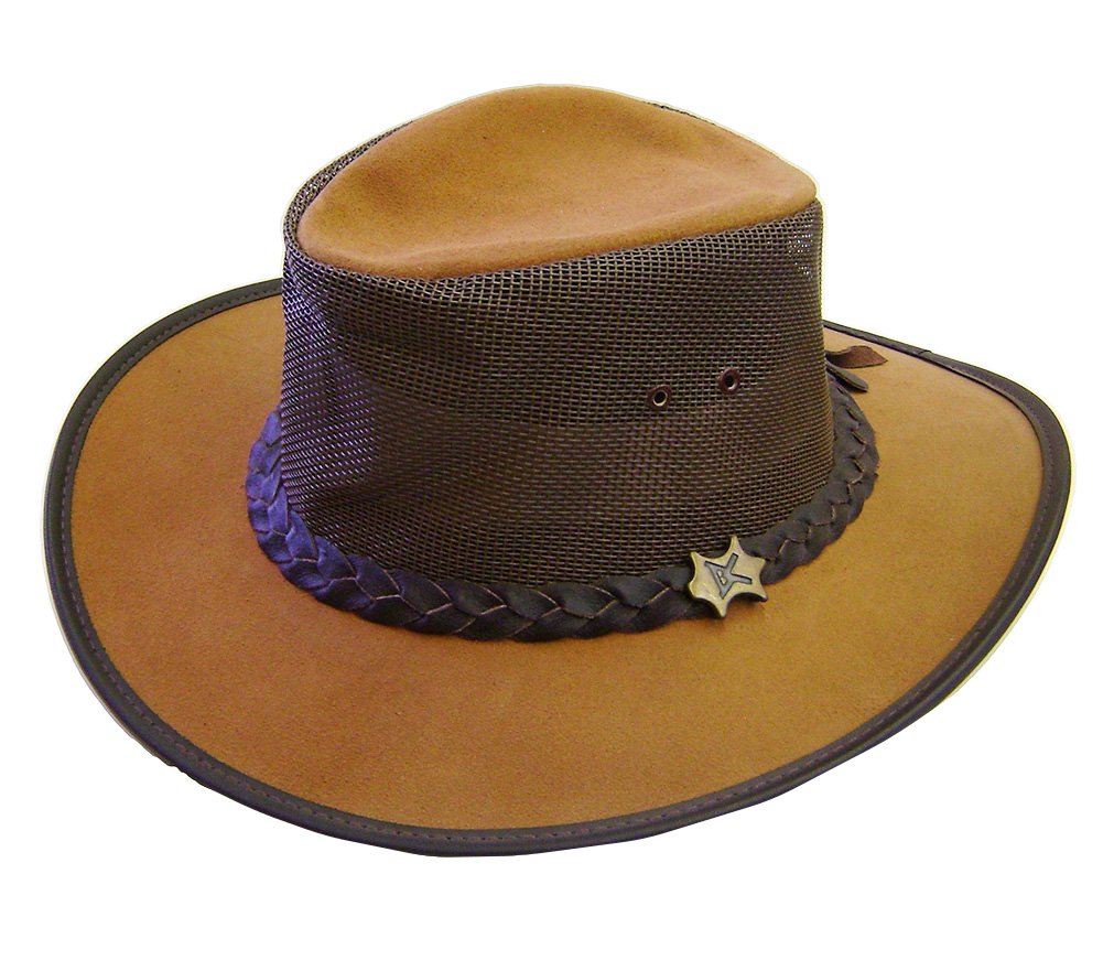 Modestone Unisex Crushable BC Hat Australian Leather/Mesh Drover Cowboy Hat