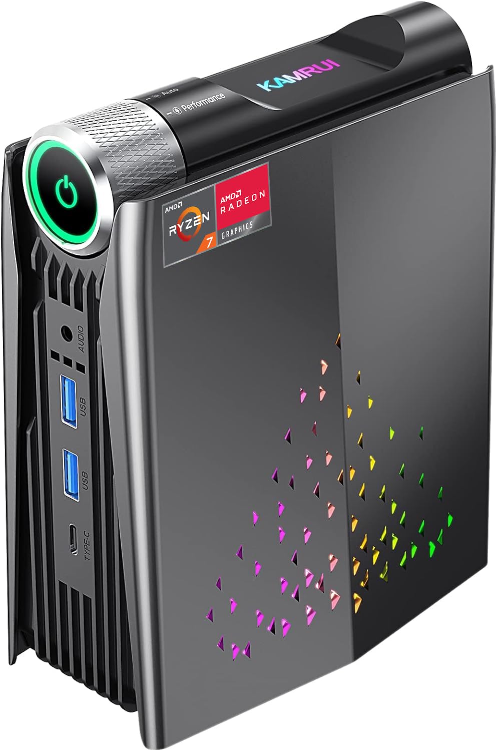 KAMRUI [Gaming PC] Mini PC AMD Ryzen 7 5700U Up to 4.3GHz, 16GB RAM 512GB SSD Small Computer, Radeon Vega 8 Micro Desktop PERF Adjustable, RGB Light, Upgrade Capacity, 4K HDMI DP Type-C