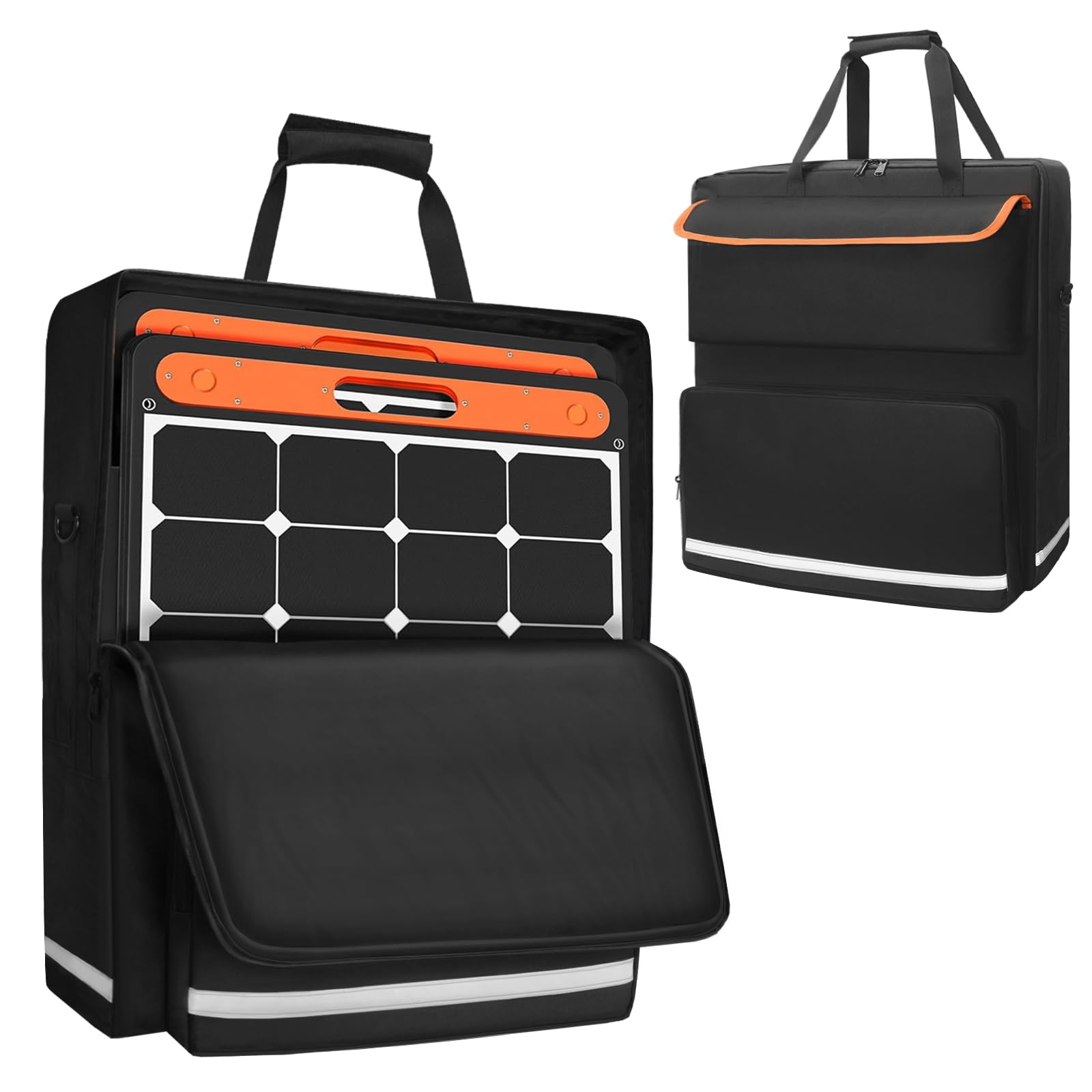 ORKELS Solar Panel Storage Bag for 2 Solar Panels Compatible with Jackery SolarSaga 100W 100X 200W, Padded Travel Solar Panel Carrying Case with Multi Pockets