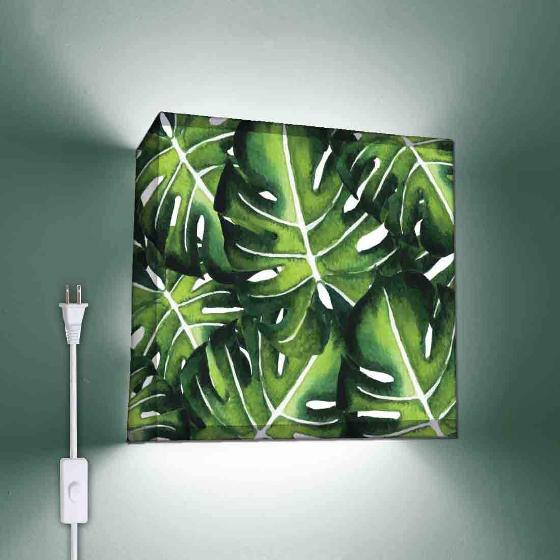 Nutcase 7W Wall Mounted Lamp Lights, Dark Green Monstera Plants, Square