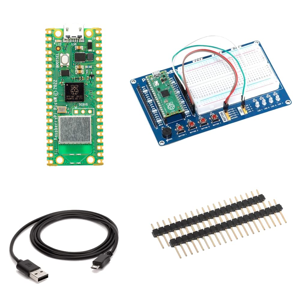 sb components Raspberry Pi Pico Starter Kit with Pico Microcontroller Board, Pico Breadboard Powered By RP2040 Dual-core ARM Cortex M0+ Processor for Raspnerry pi pico Programing and lerning projects