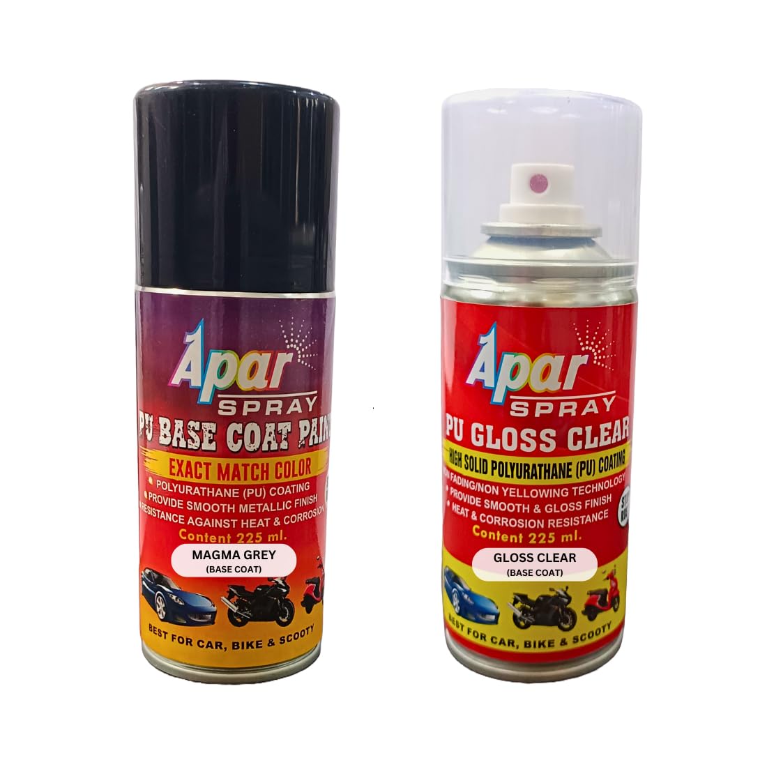 APAR Spray Paint Magma Grey (RC Colour Name) + GC Compatible for Maruti Cars -225 ml (Pack of 2-Pcs)