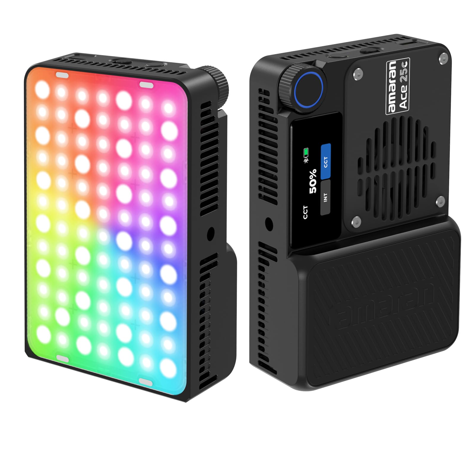 Amaran Ace 25c Pocket RGBWW LED Light, Boost Mode Up to 32W, Full-Color Mini Video Light (2,300-10,000K), 1,500 Lux@1m at 5,600K, 4500mAh Battery with PD Fast Charging for Mobile Creators (Charcoal)