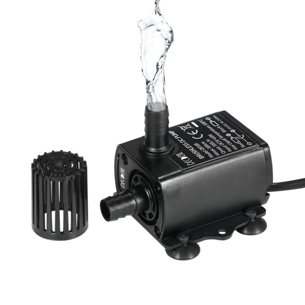 Decdeal Aquarium Fountain Birdbath, Mini Brushless Water Pump Waterproof Submersible Fountain DC5V (4.8W)