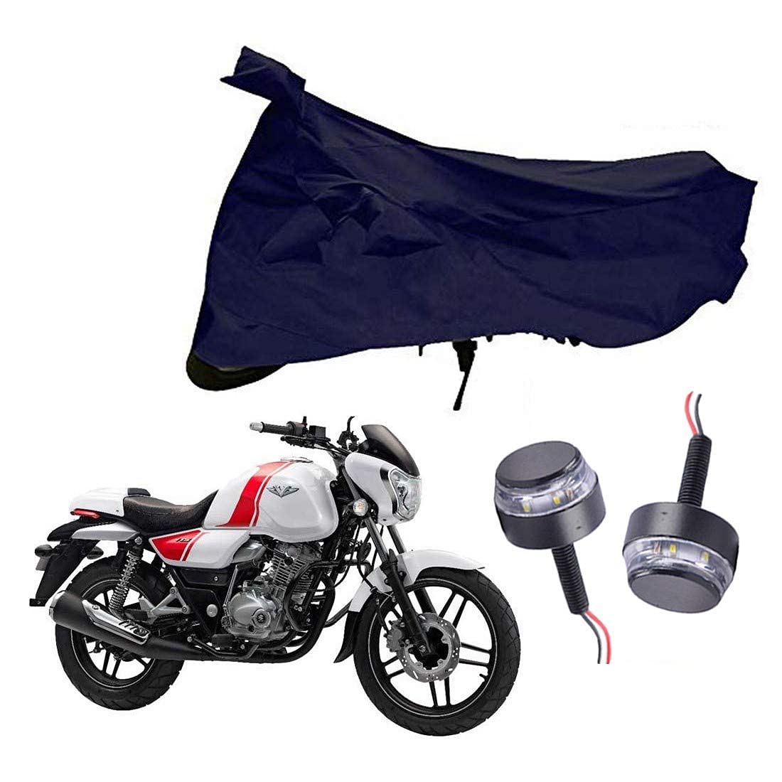 Riderscart All Season (Weather) Waterproof Bike Cover forBajaj V-15 Indoor Outdoor Protection Combo with Storage Bag and Handle Bar Light