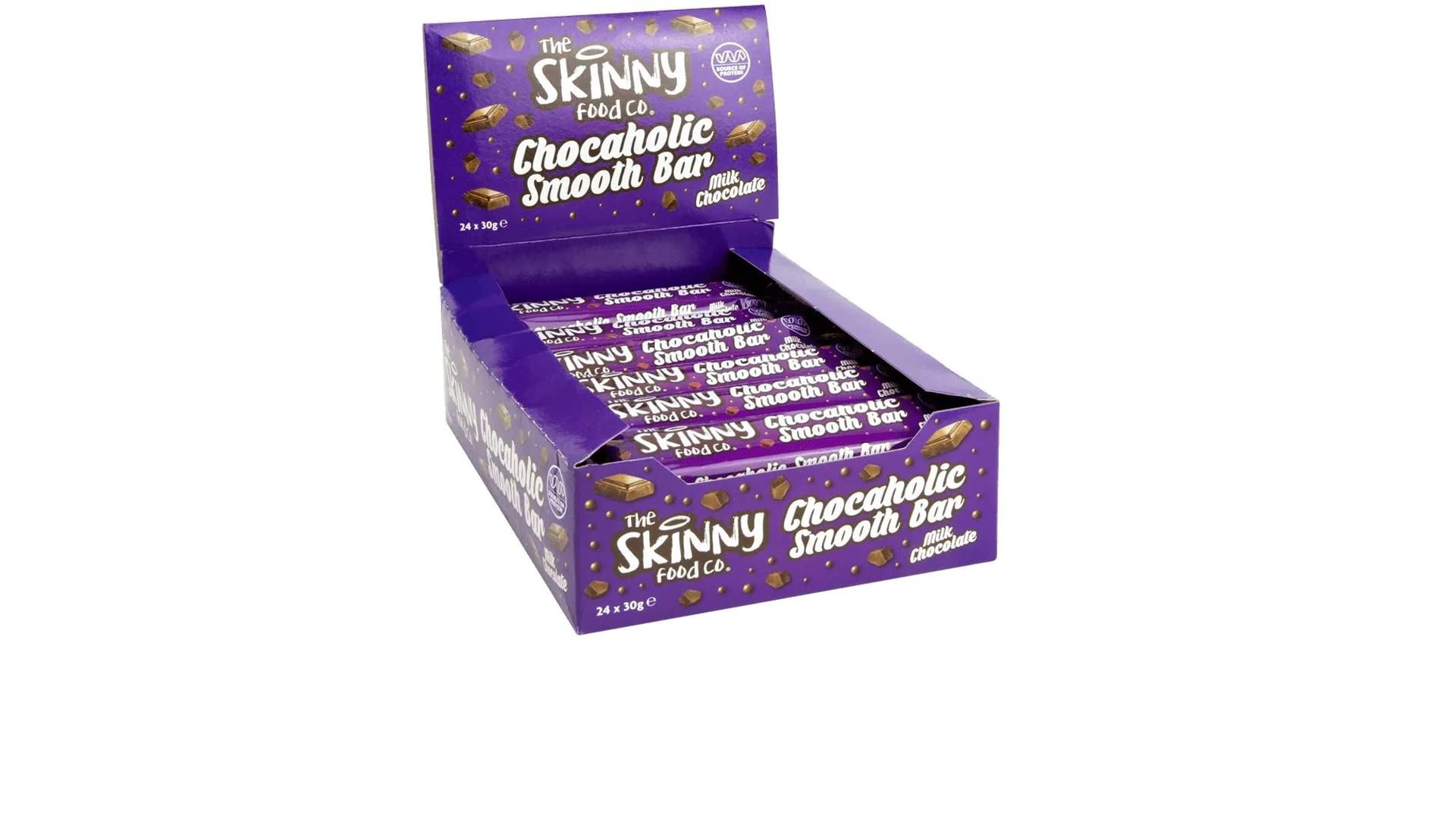 The Skinny Food Co. 90% Less Sugar Vegetarian Friendly, Gluten-Free Low Calorie Chocolate (CHOCAHOLIC SMOOTH BAR)