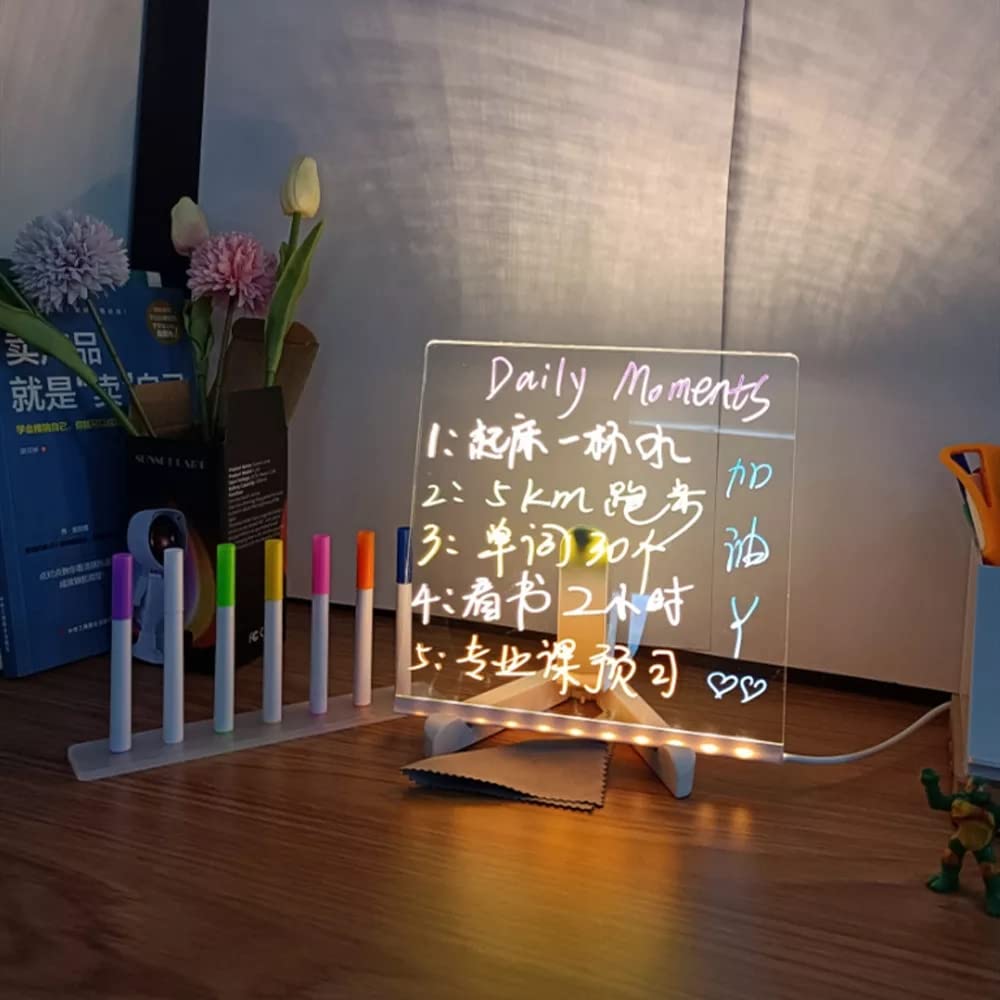 HAWAII Night Lights for Kids, Acrylic Note Board with Light,Erasable Creative Led Night Lamp Message Board with 7 colors pen for Kids and Adults