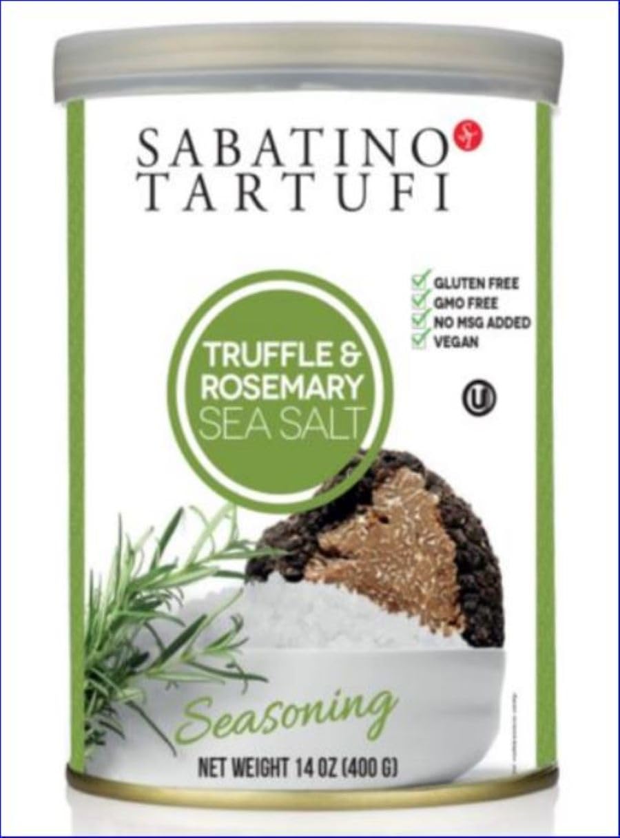 Sabatino Tartufi Gourmet Truffle & Rosemary Sea Salt, All Natural, Gluten Free, Vegan, Kosher, Premium Seasoning for Meats, Fish, Eggs, Vegetables, 2 Count of 14 oz Jars