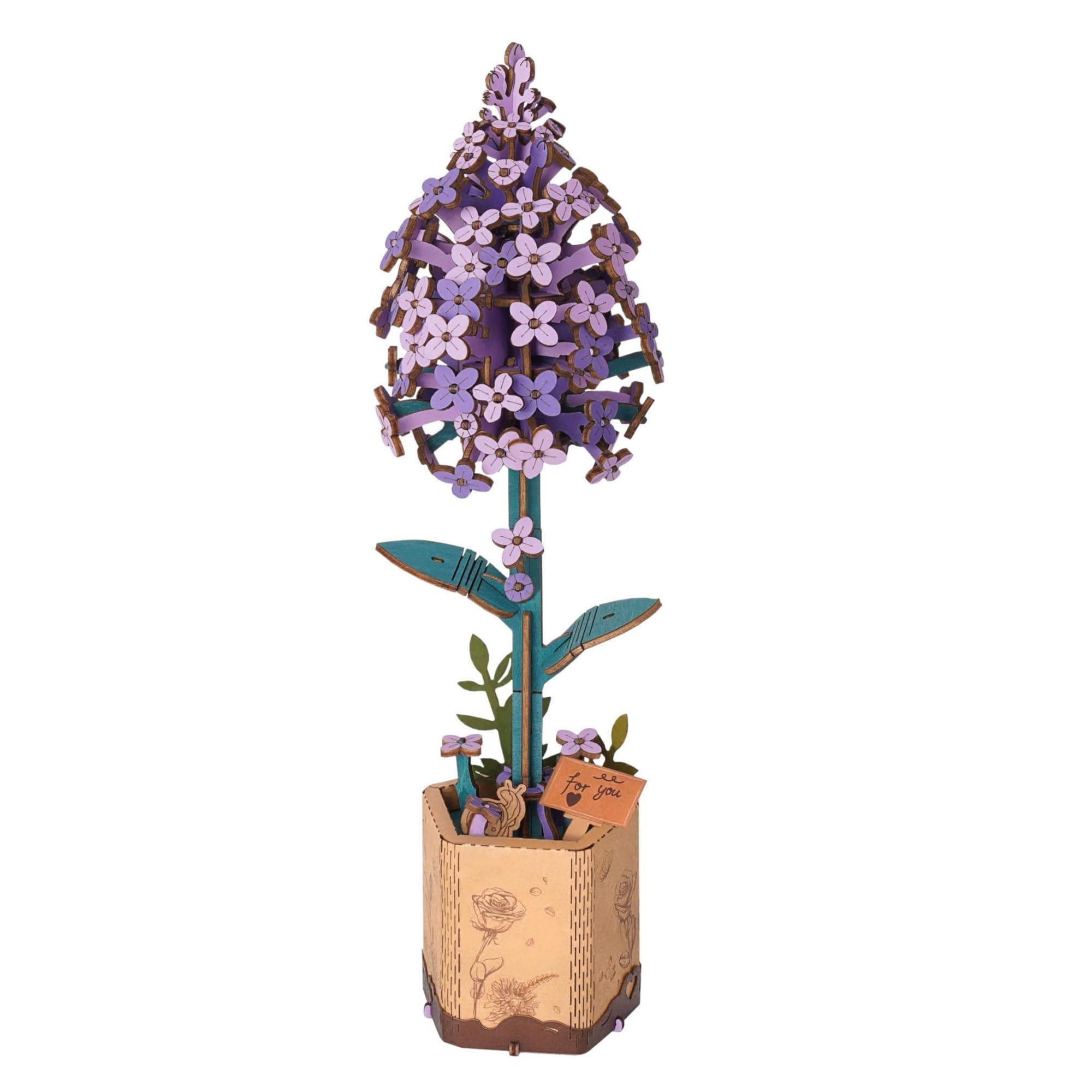 ROBOTIME3D Puzzle Wooden Flower Lilac DIY Model Kit to Build for Adults Artifical Bouquet Collection Craft Brain Teaser Puzzle Creative Gift Home Decor