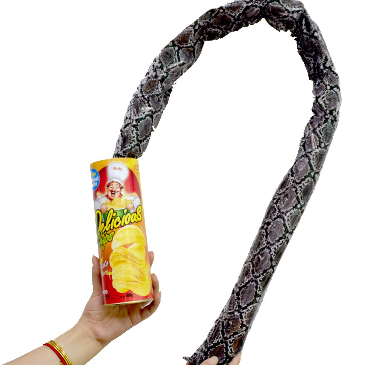 Blppldyci The Potato Chip Snake Can Jump Spring Toy Gift April Fool Day Halloween Party Decoration Jokes in A Gag Prank Large Size (Potato Chip Style)(1pcs)