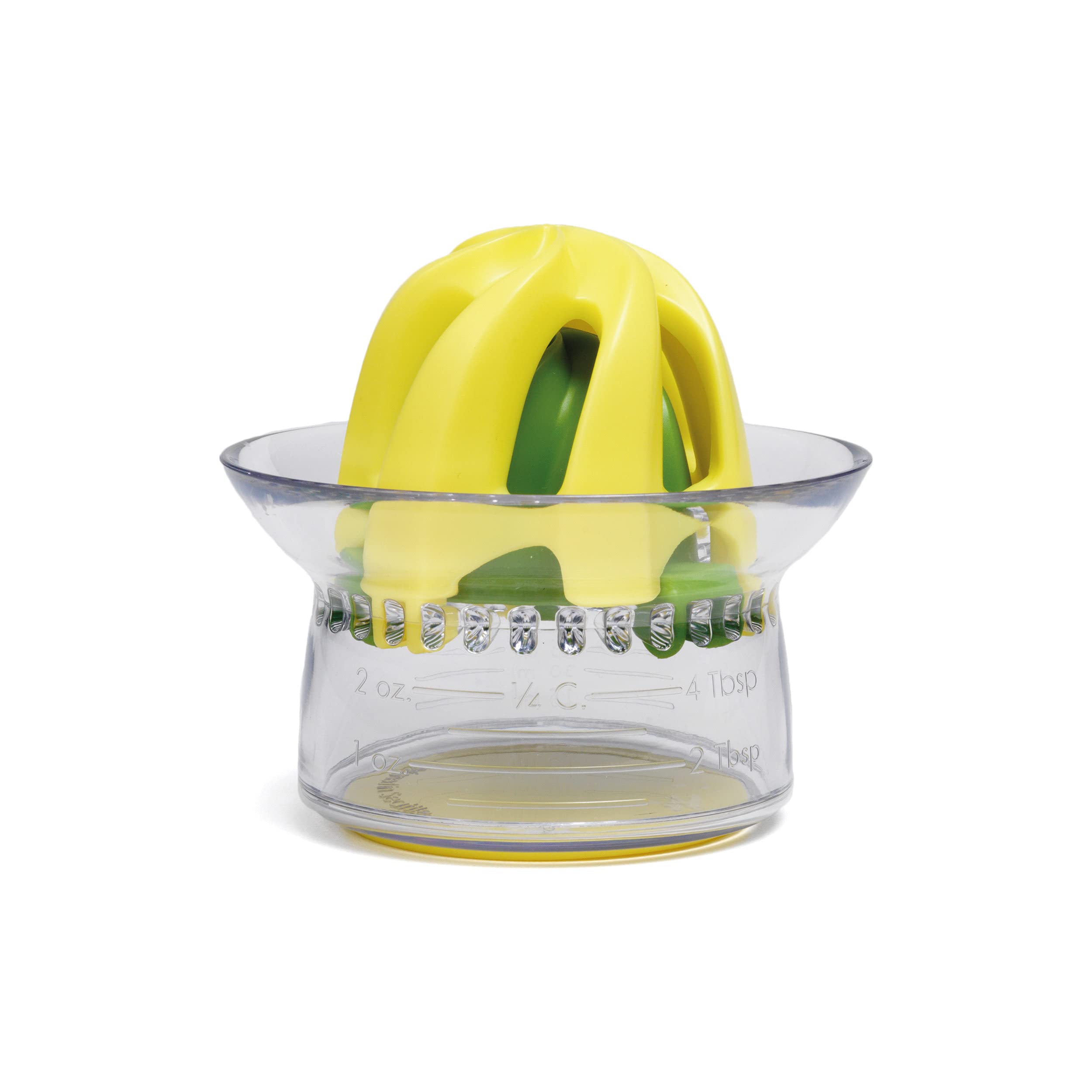 Chef'n Juicester Jr. 2 in 1 Citrus Juicer with Measuring Cup for Fresh Fruit Juice, Smoothies, Cooking & Baking, Yellow, 9 x 8 cm