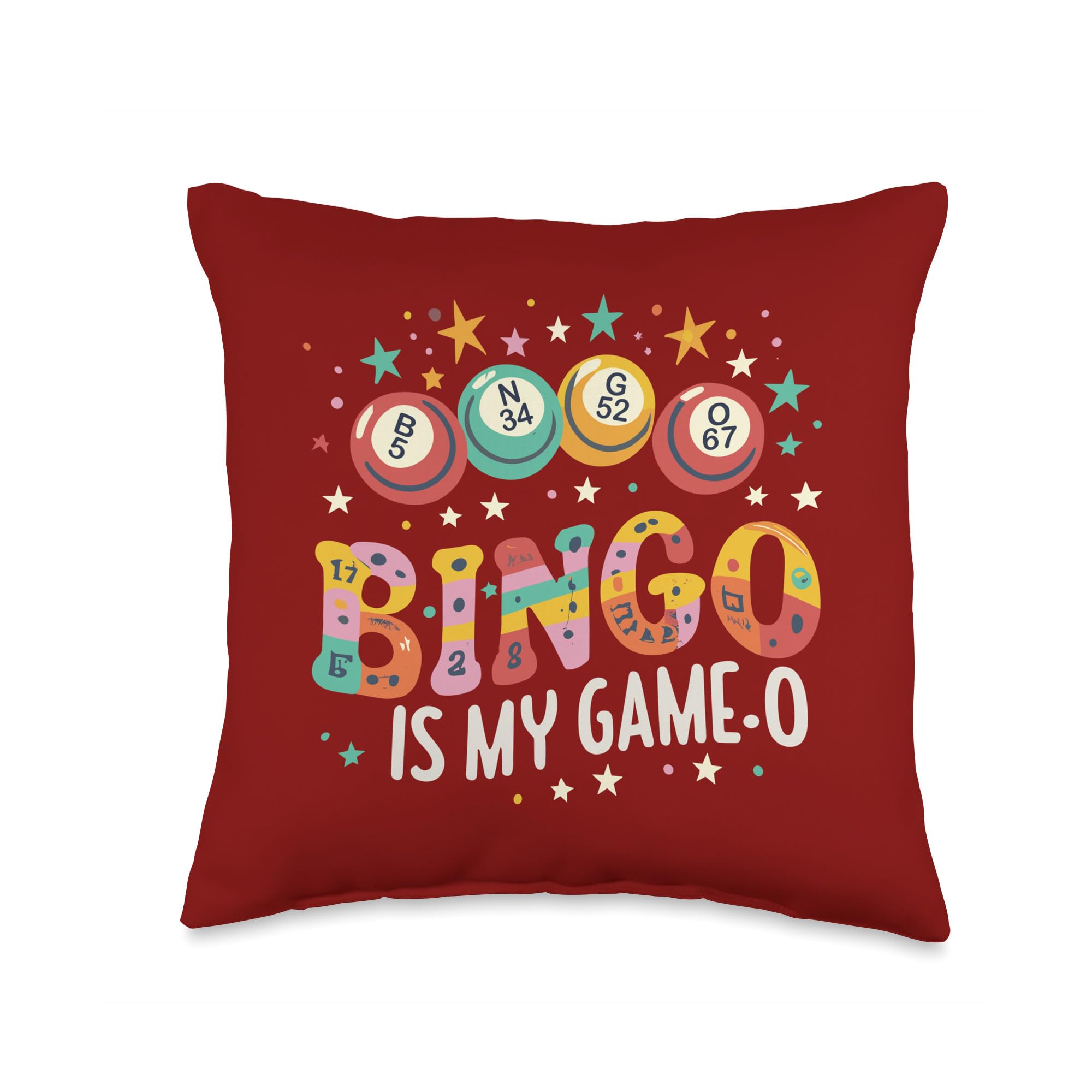 Bingo is My Name-O Fanatics, Gamblers Game-O, Funny Bingo Fan Throw Pillow, 16x16, Multicolor