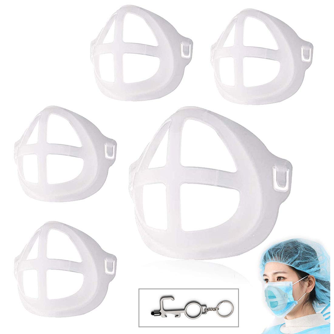 3D Face Bracket for Women, Turtle Inserts Frame for easier breathing, Breathe Cup for Protecting Lipstick, Cool Cage Spacer Support Avoid Fogging Up Glasses