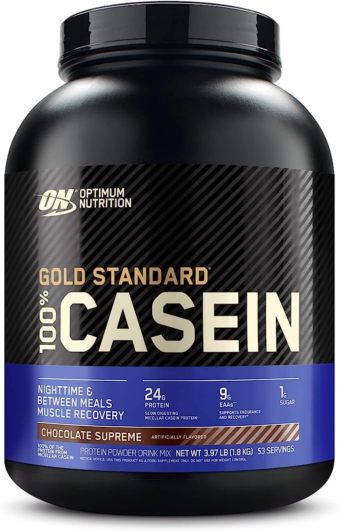 Optimum Nutrition(ON) Gold Standard 100% Micellar Casein Protein Powder,24 Grams of Protein,Slow Digesting,Helps Keep You Full,Overnight Muscle Recovery-Chocolate Supreme,3.97 Lbs,53 Servings(1.8 KG)