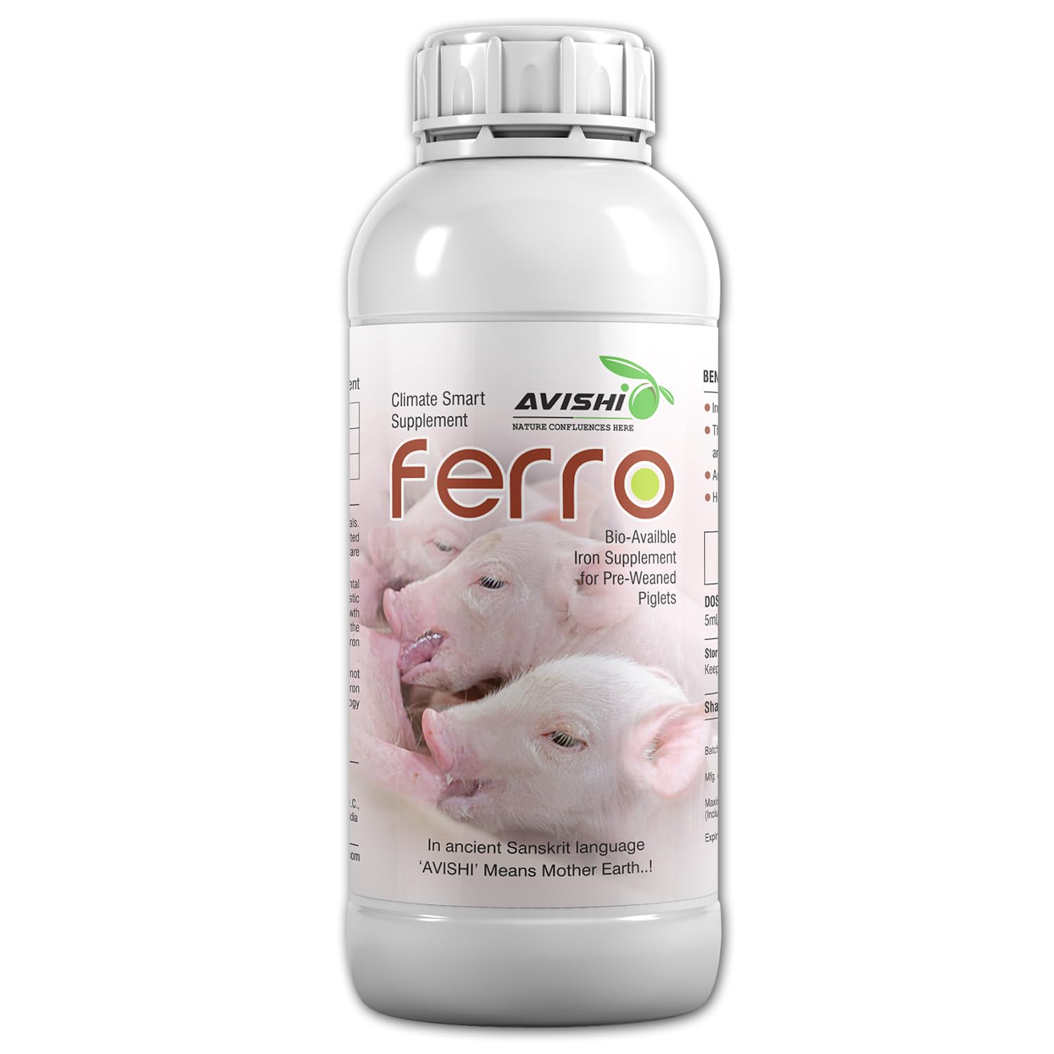 Avishi Ferro for Pig Bioavailble Iron Supplement for Pre-weaned Piglets (500 ML)