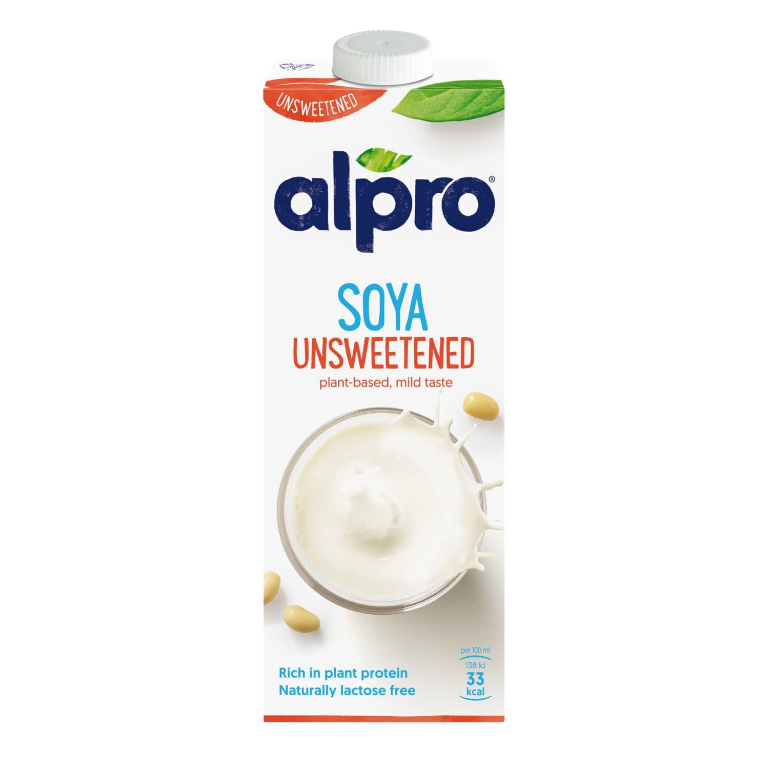 Alpro Soya Unsweetened Drink, 100% Plant-Based, Lactose & Dairy Free - 1L