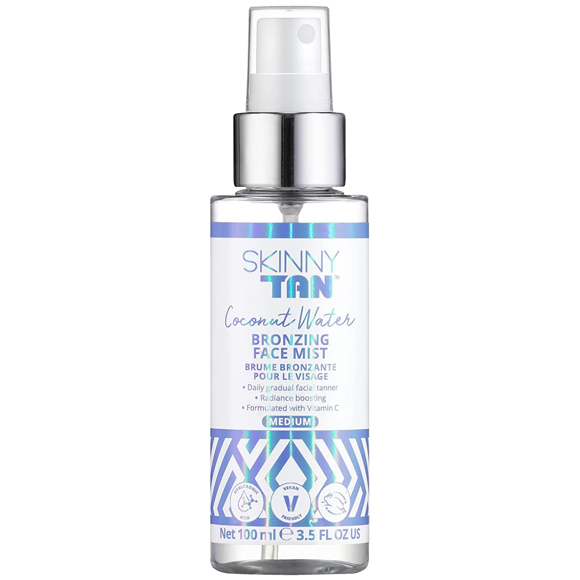 Skinny Tan Coconut Water Bronzing Face Mist 100ml | Coconut & Vanilla Aroma | Radiance Boosting Facial Tanner | Cruelty Free & Vegan Skincare with Hyaluronic Acid