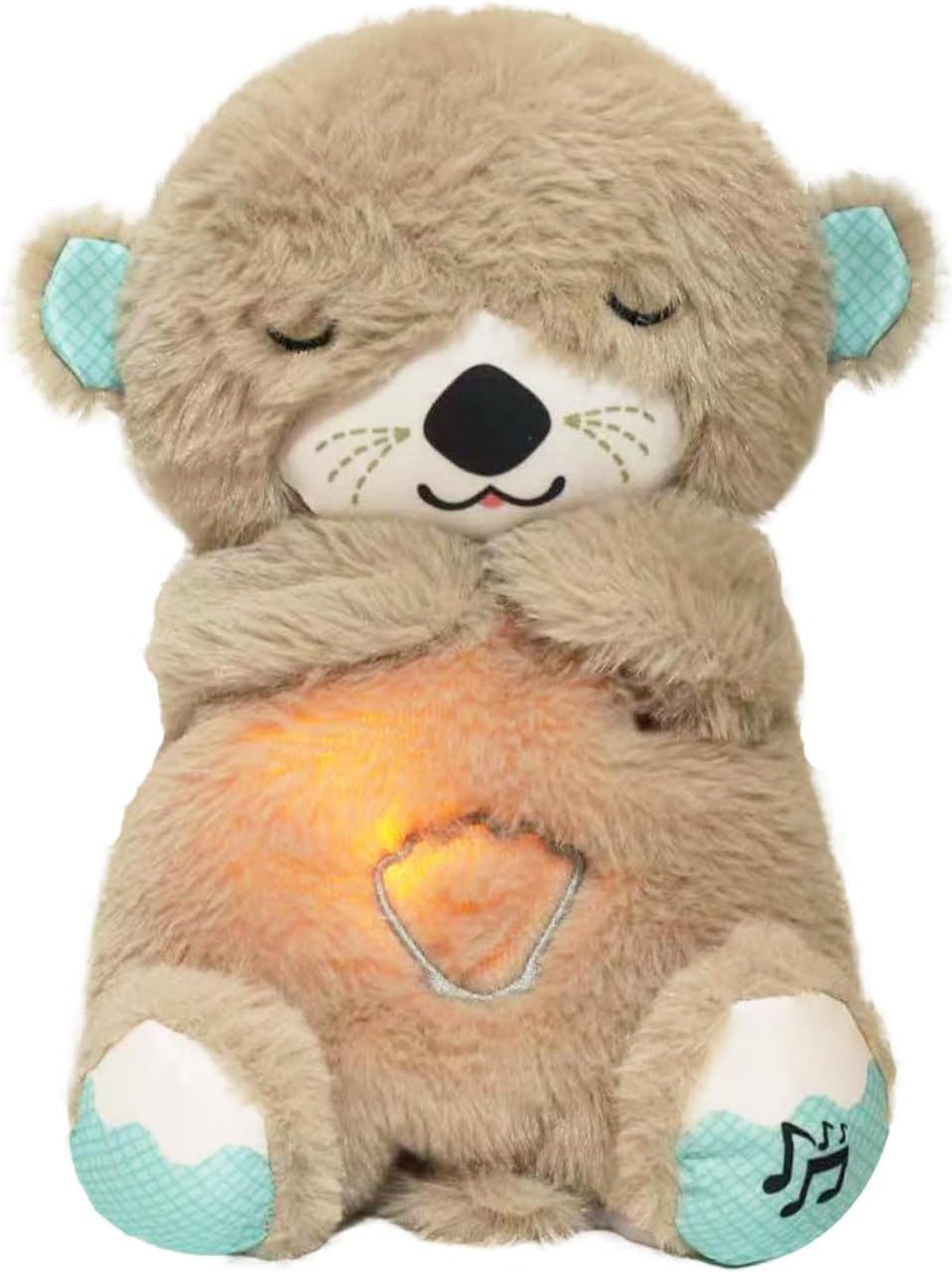 YIQELU Breathing Teddy Otter Glowing Music for Baby Sensory Sleep Lights Rhythmic Soft Toy Simulation Plush for Babies Kids Soothing Sound (Random Color)