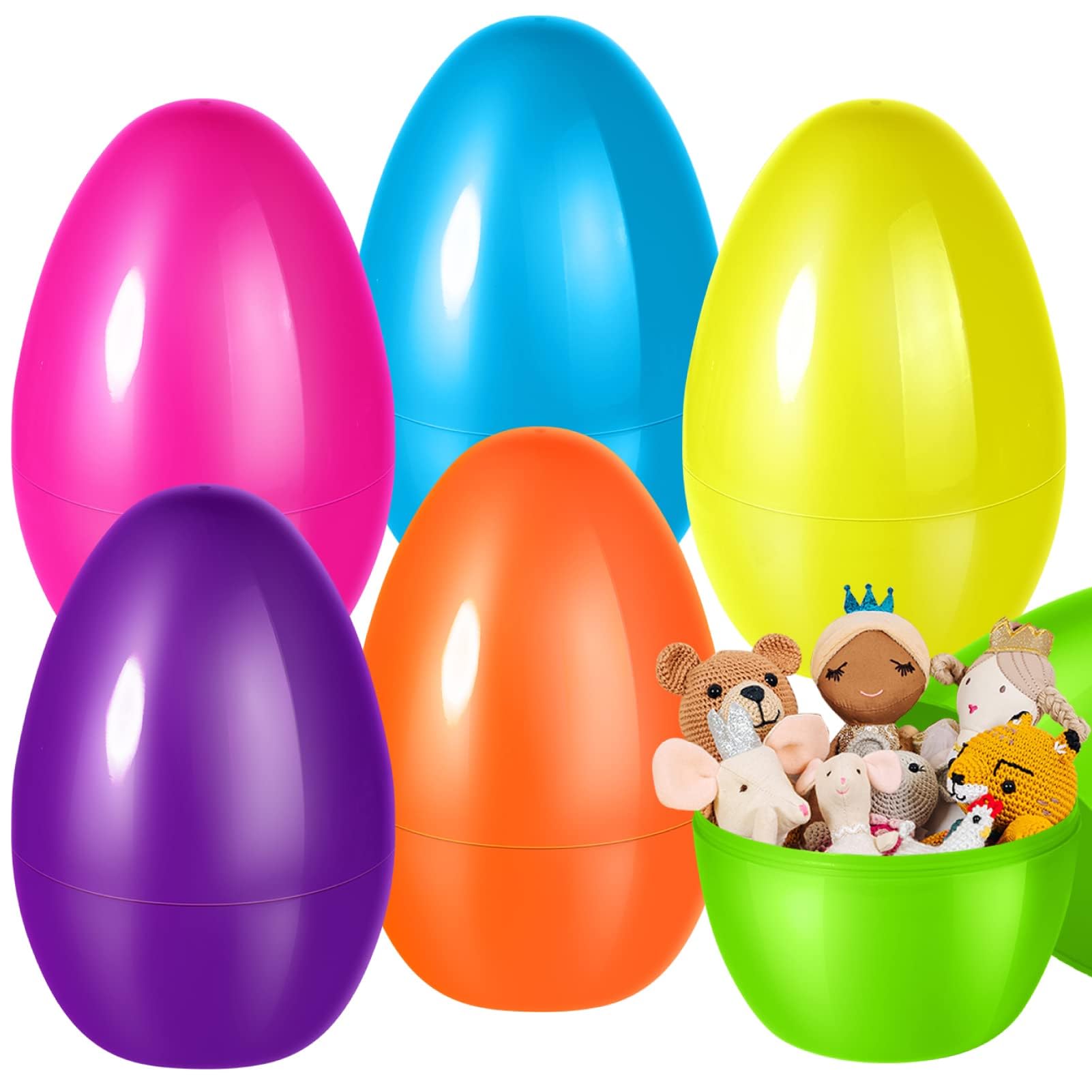 Letapapa 12 PCS Easter Eggs, 10" Large Plastic Easter Eggs for Easter Egg Hunt, Empty Easter Eggs for Filling Treats, Fillable Easter Eggs Bulk