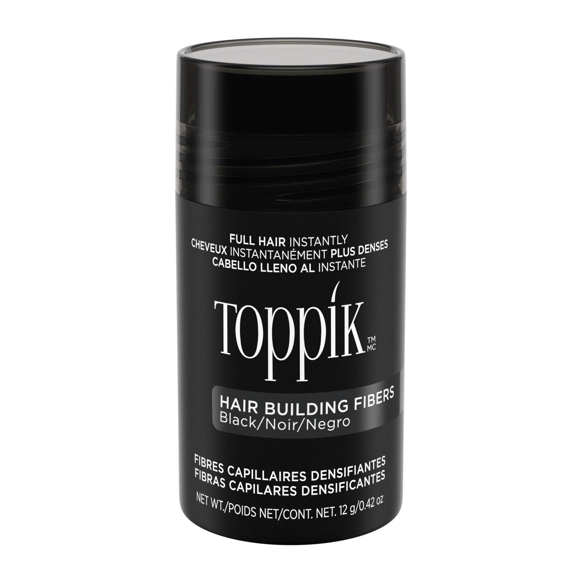 ToppikHair Building Fibers with Premium Keratin Fibers Conceals Hair Thinning and Hair Loss for Fuller Looking Hair that Gives Completely Natural Look For Men and Women Black, 12 Grams