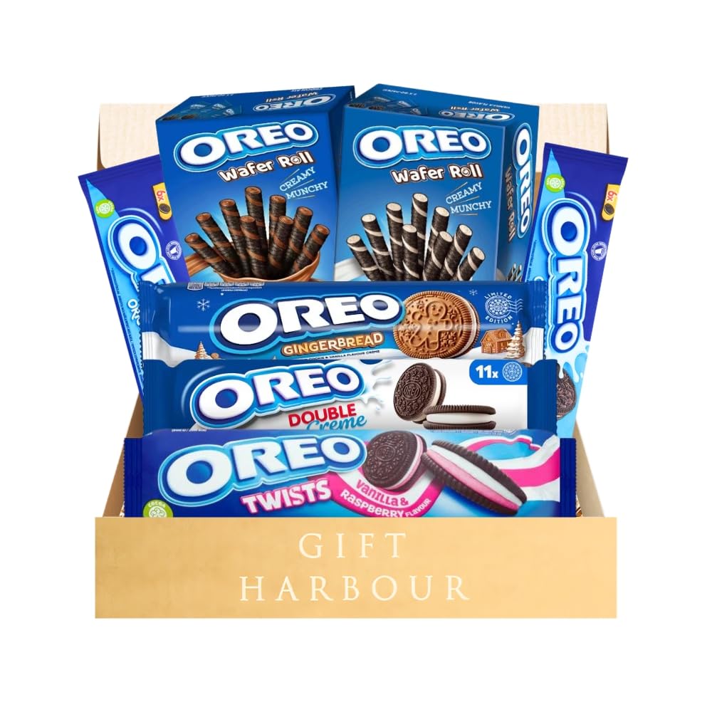 Biscuits Gift Set - Oreo Chocolate Biscuit Gift Set Hamper & Sweet Gifts - 7 Assorted Chocolate Biscuits, Chocolate and Wafer Rolls - Biscuit Hampers Hampers for Men & Women, Birthday Biscuits