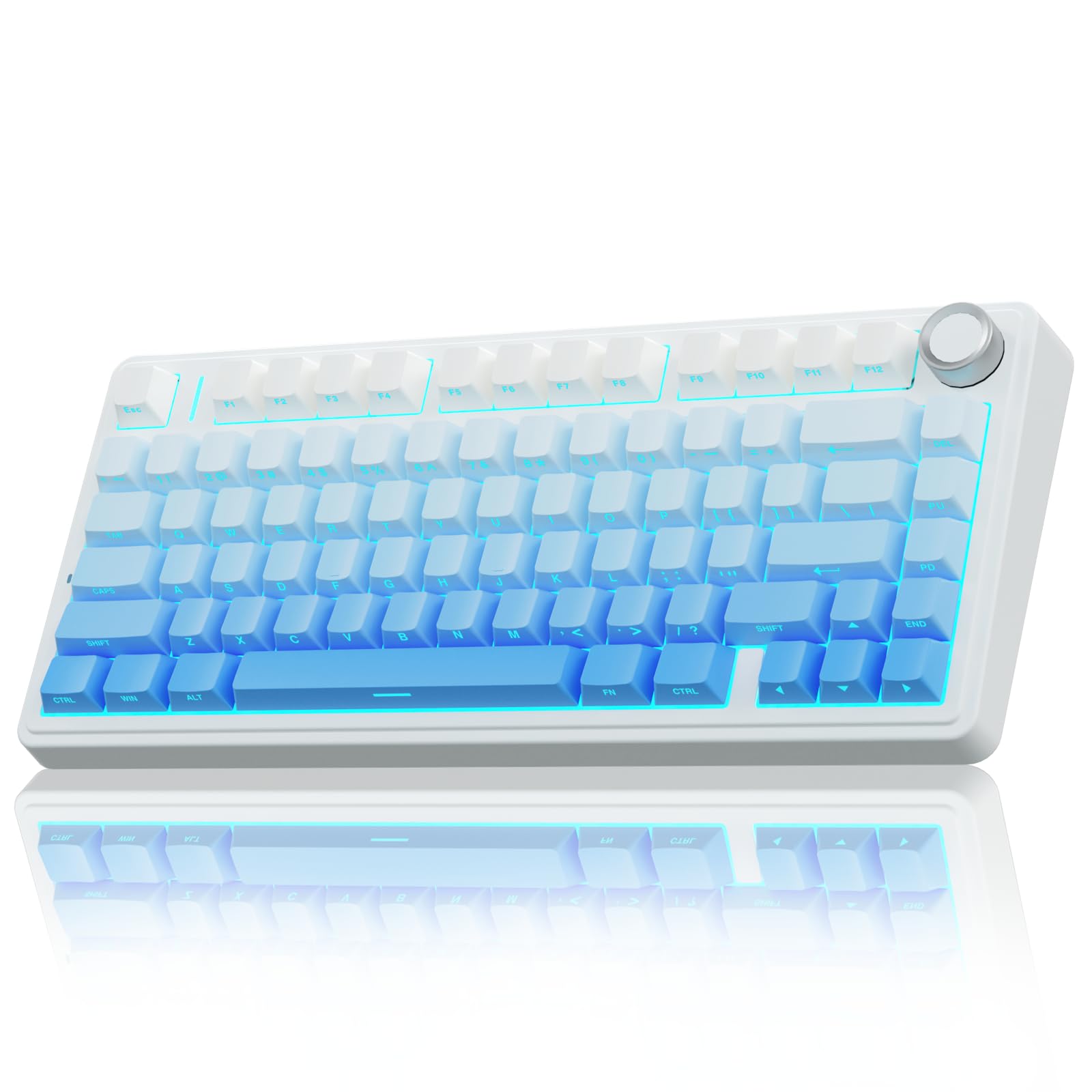 AULA F75 Pro Wireless Mechanical Keyboard,75% Gasket Hot Swappable Custom Keyboard,RGB Backlit,Pre-lubed Linear Switches,Side Printed PBT Keycaps Mechanical Gaming Keyboard,Gradient Blue