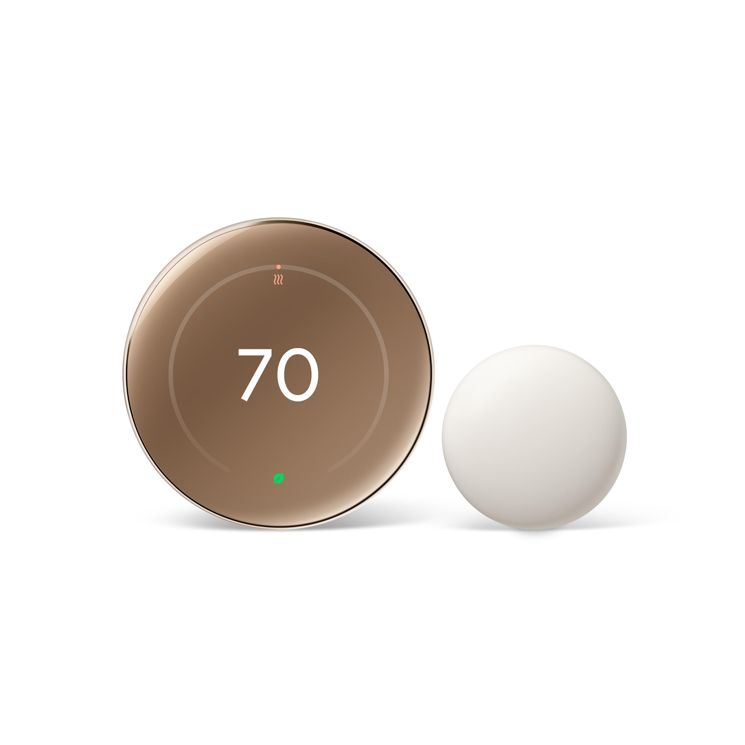 Google Nest Learning Thermostat (4th Gen, 2024) with Nest Temperature Sensor - Energy Saving Smart Thermostat with Adaptive Eco - Works with Alexa and Google Home App - Polished Gold