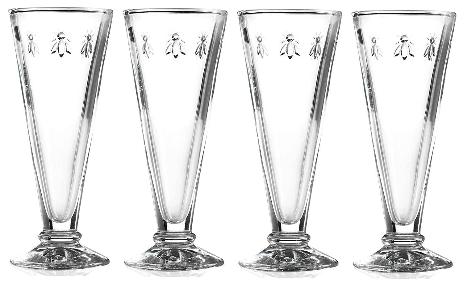 La Rochere Set of 4 Bee Design Glass Champagne Flutes - 608501