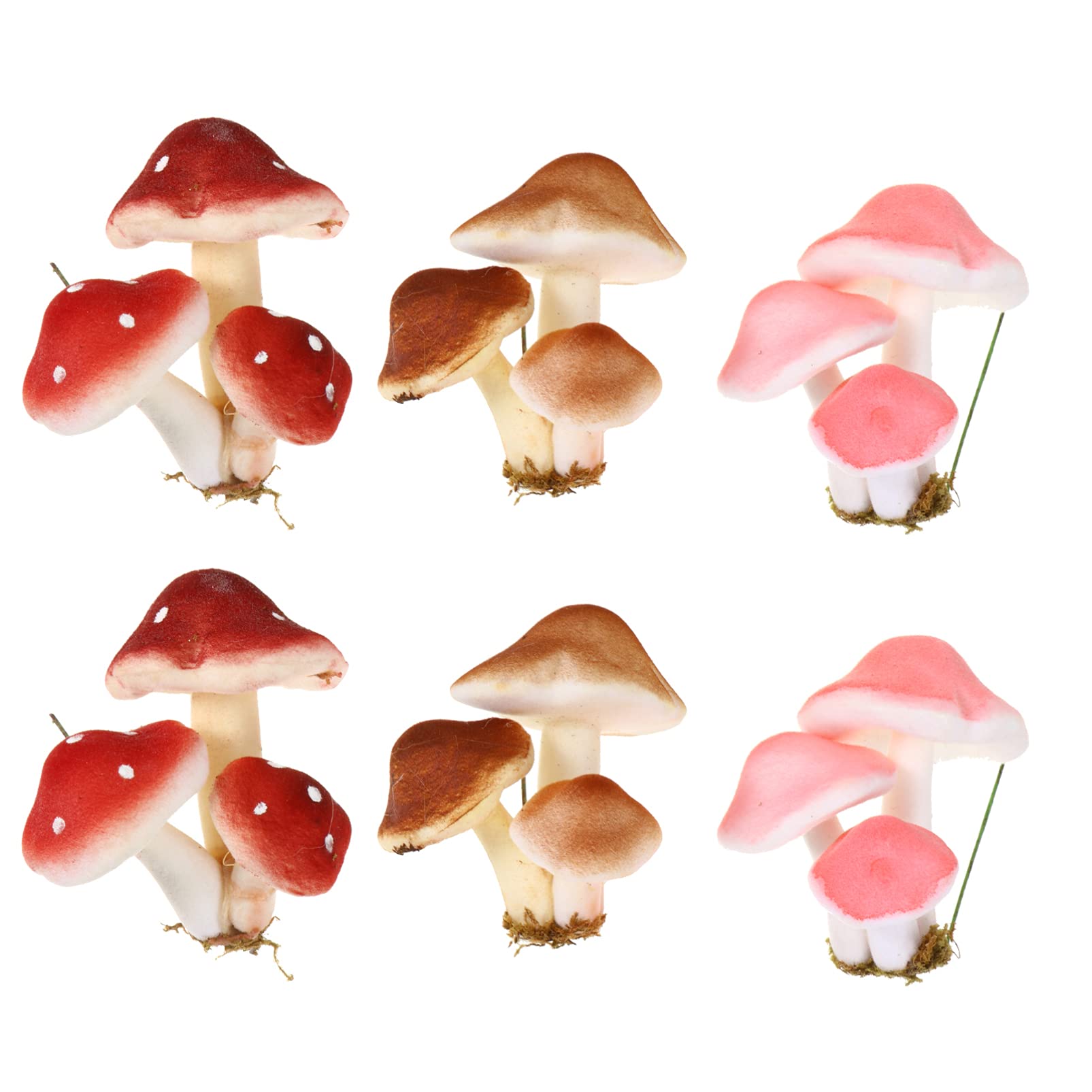 Sewroro 6pcs Simulation Mushroom Foam Mushroom Mini Artificial Mushroom Decoration for Home Gardon （ Random Color ）