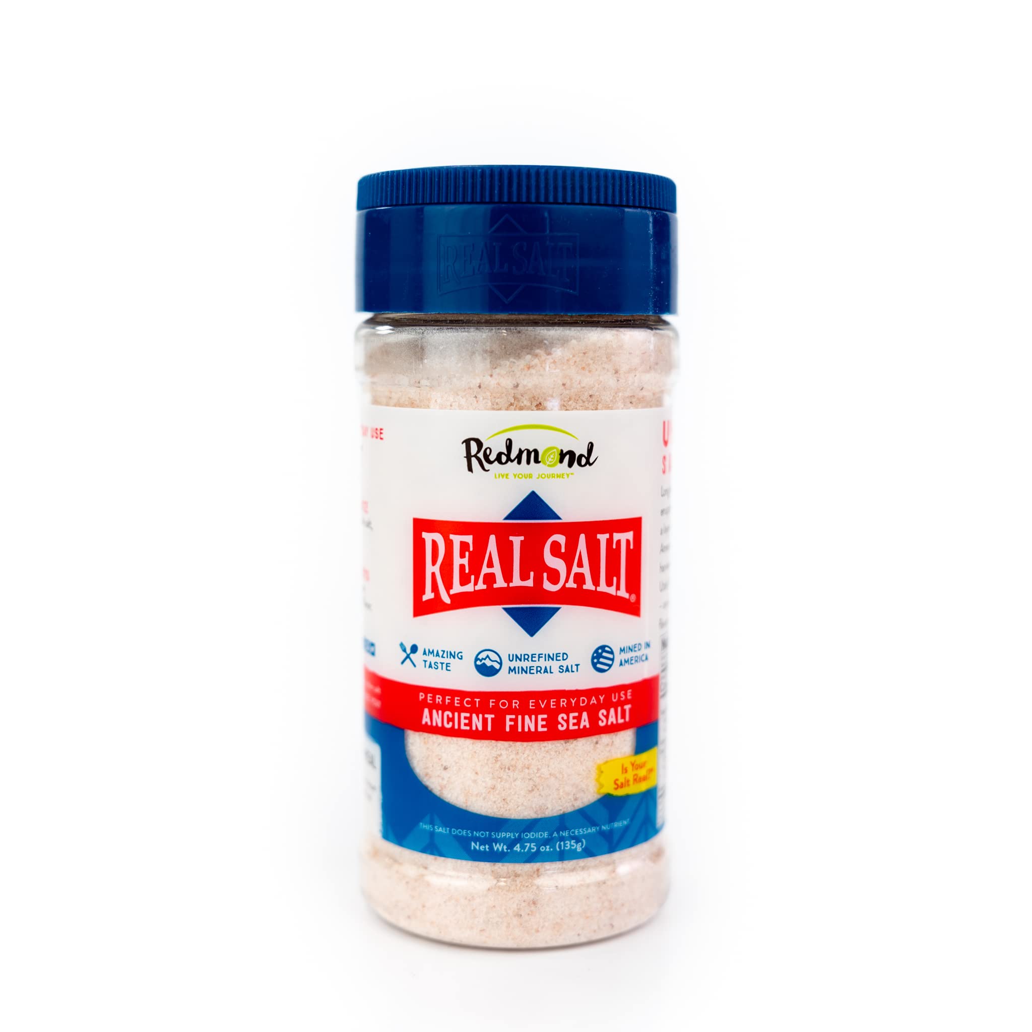 RedmondReal Sea Salt - Natural Unrefined Organic Gluten Free Fine, 4.75 Ounce Shaker (1 Pack)