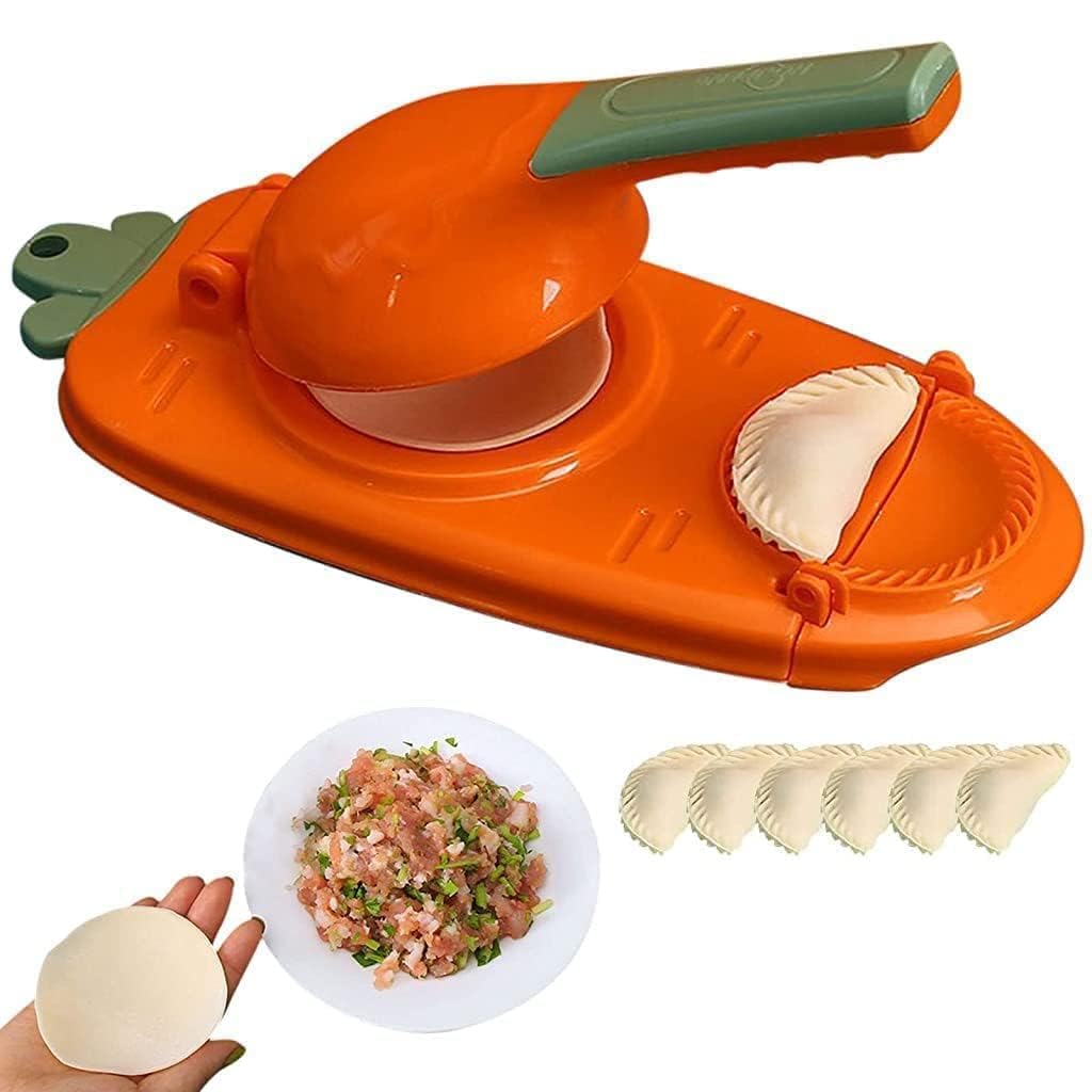 BUYERZONE 2 in 1 Dumpling Maker, Momo Maker, Gujiya Maker Machine, Momos Maker Machine, Kajjikayalu Karanji Maker, Samosa Maker, Skin Press Mould for Ghughra with Dumpling Puri Maker (Multi)