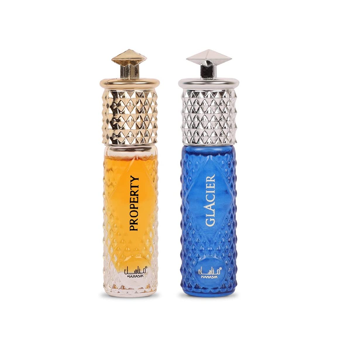 Manasik Set of 2 Alcohol Free Premium Attar, Property For Men & Glacier For Men & Women, Fresh & Soothing Fragrance, Long Lasting Roll on Itra, 6ml Each