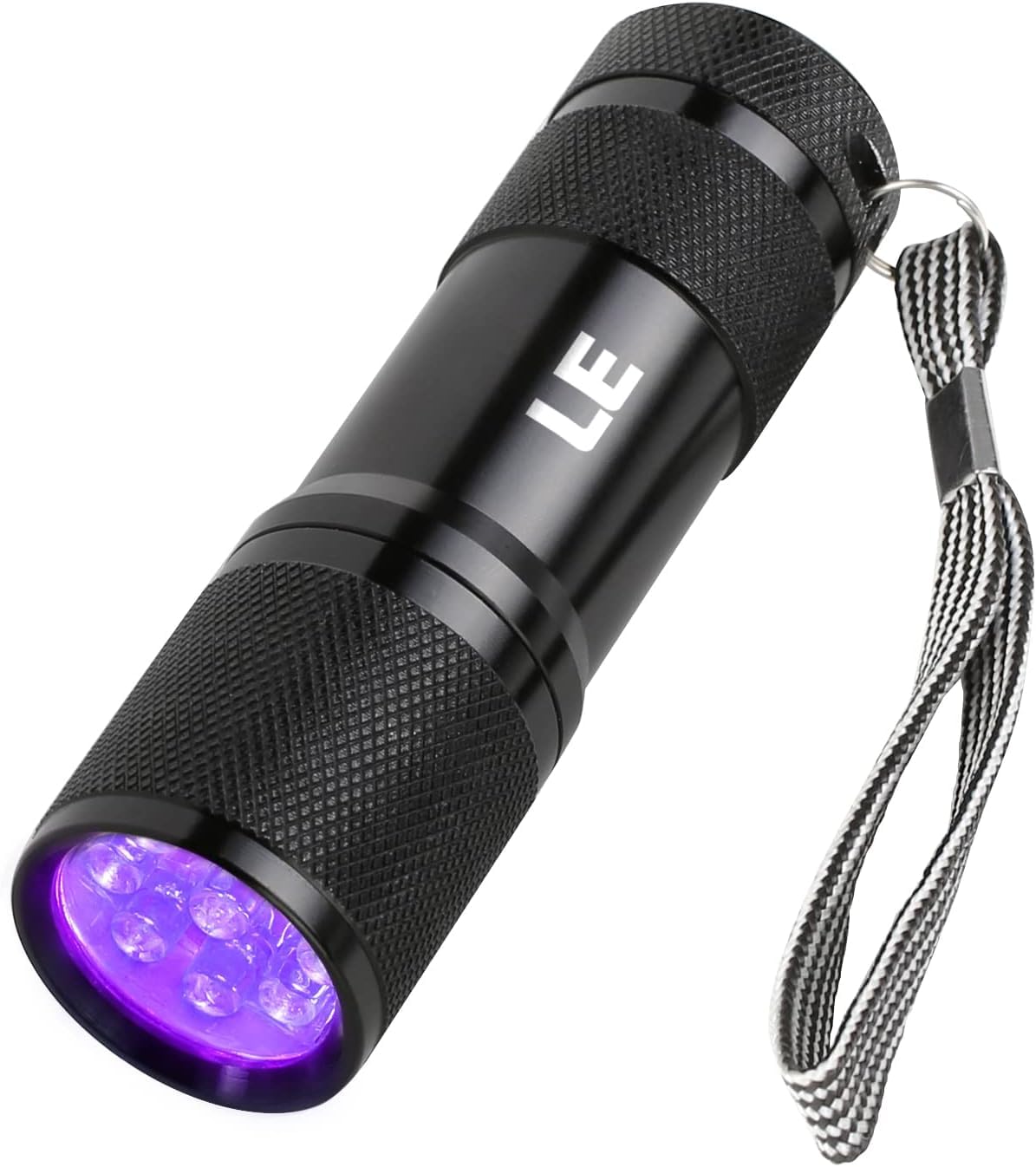 Lighting EVER LE Small UV Blacklight Flashlight, Portable Black Light with 9 LEDs, 395nm, Ultraviolet Light Detector for Invisible Ink Pens, Dog Cat Pet Urine Stain, AAA Batteries Included