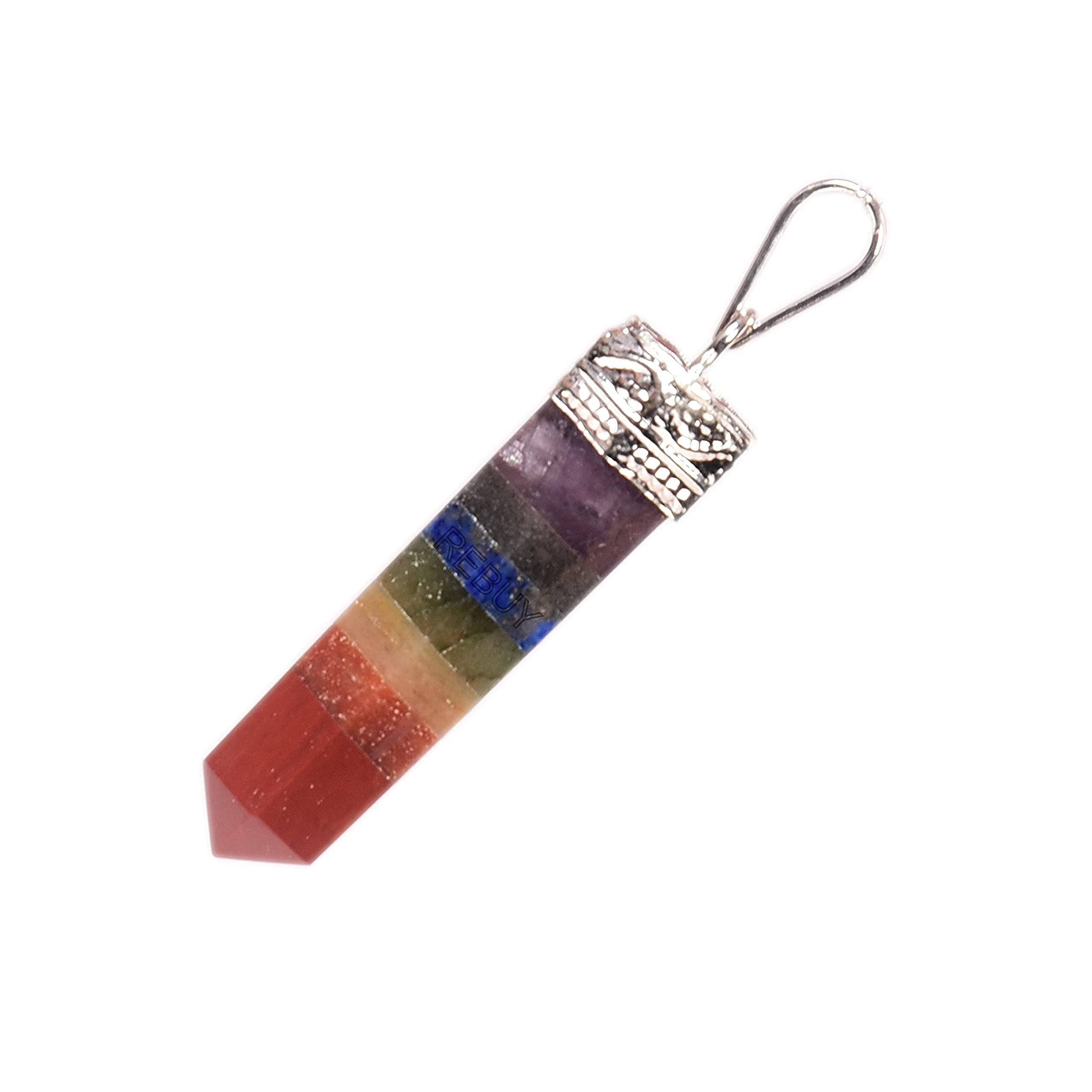 REBUY 7 Chakra Stone Pendant Chakra Healing Gemstone Pendant Crystal Healing Stone Jewelry for Men & Women, Color Multi, and Size 3 cm