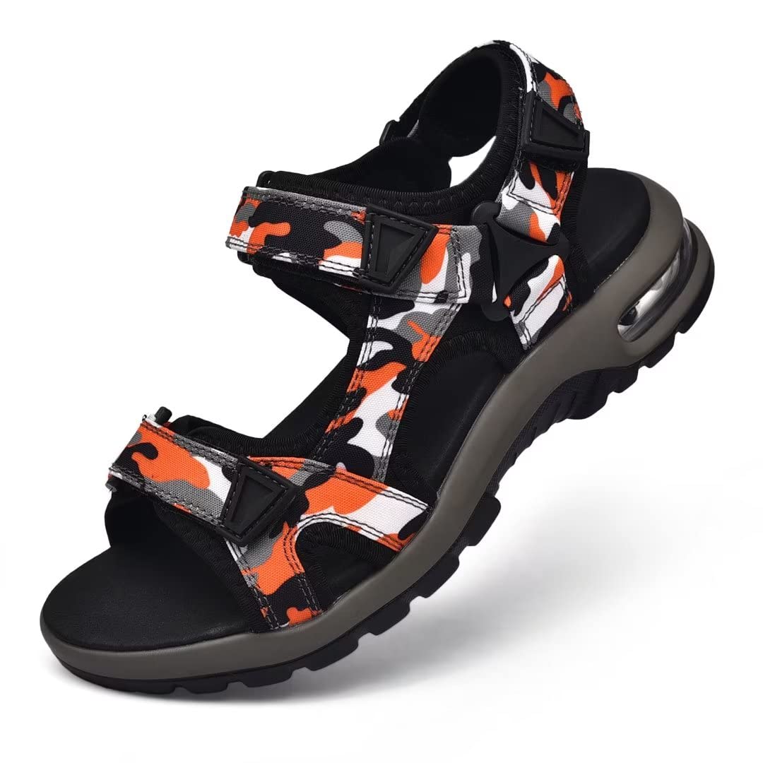 visionreastMens Leather Sandals Open Toe Outdoor Hiking Sandals Air Cushion Sport Sandals Waterproof Beach Sandals