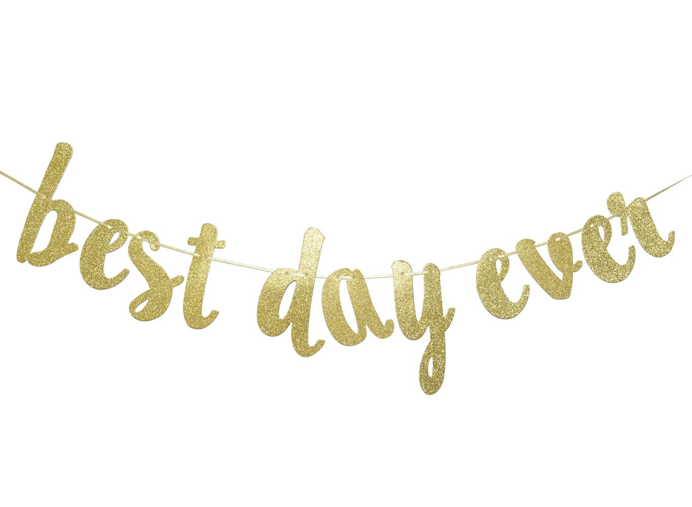 Best Day Ever Banner Hanging Garland for Wedding Decorations Bridal Shower Photo Prop Engagement Party Sign (Gold Glitter)