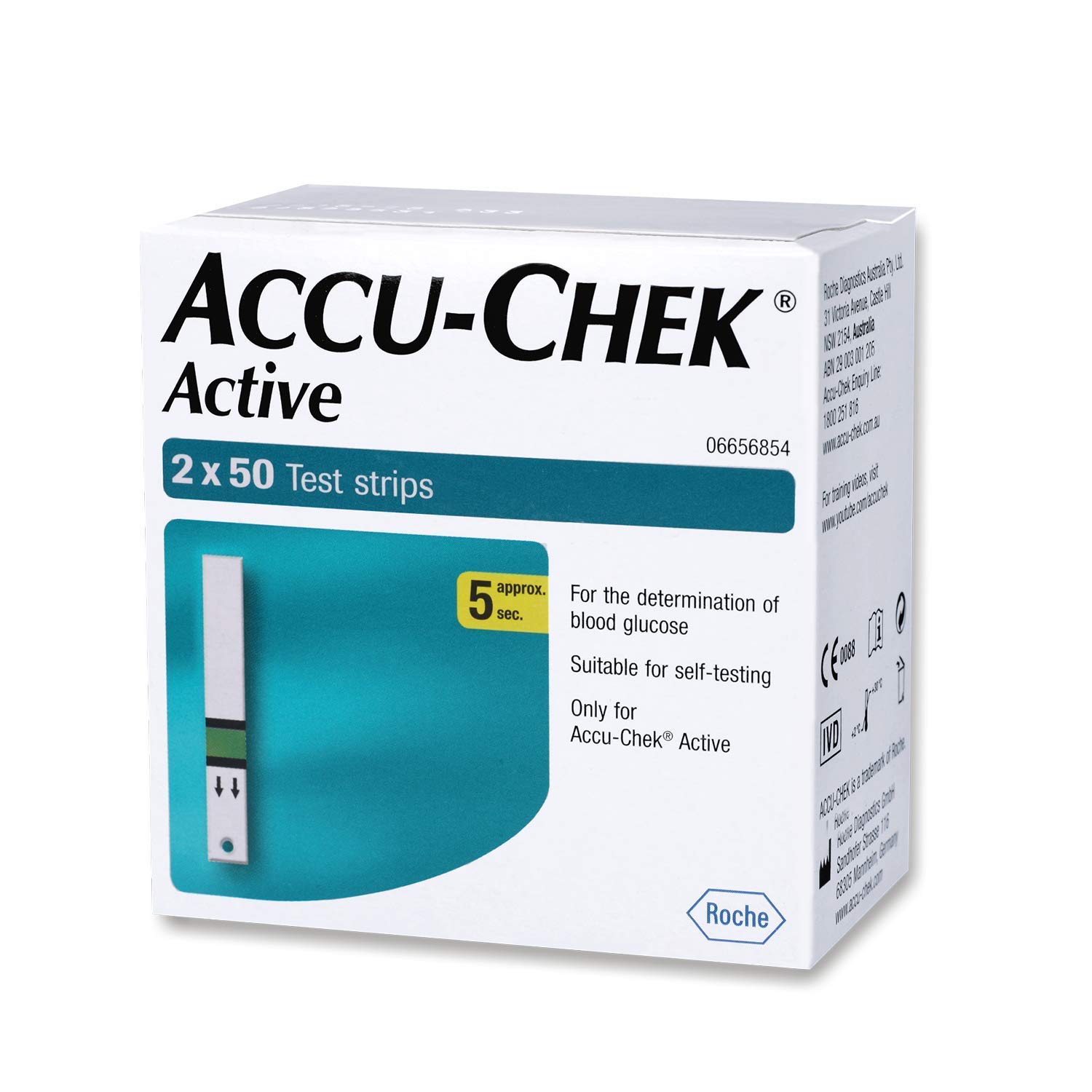 Accu-Chek Active Test Strips | For use with Accu-Chek Active Glucometer | Pack of 100 Strips